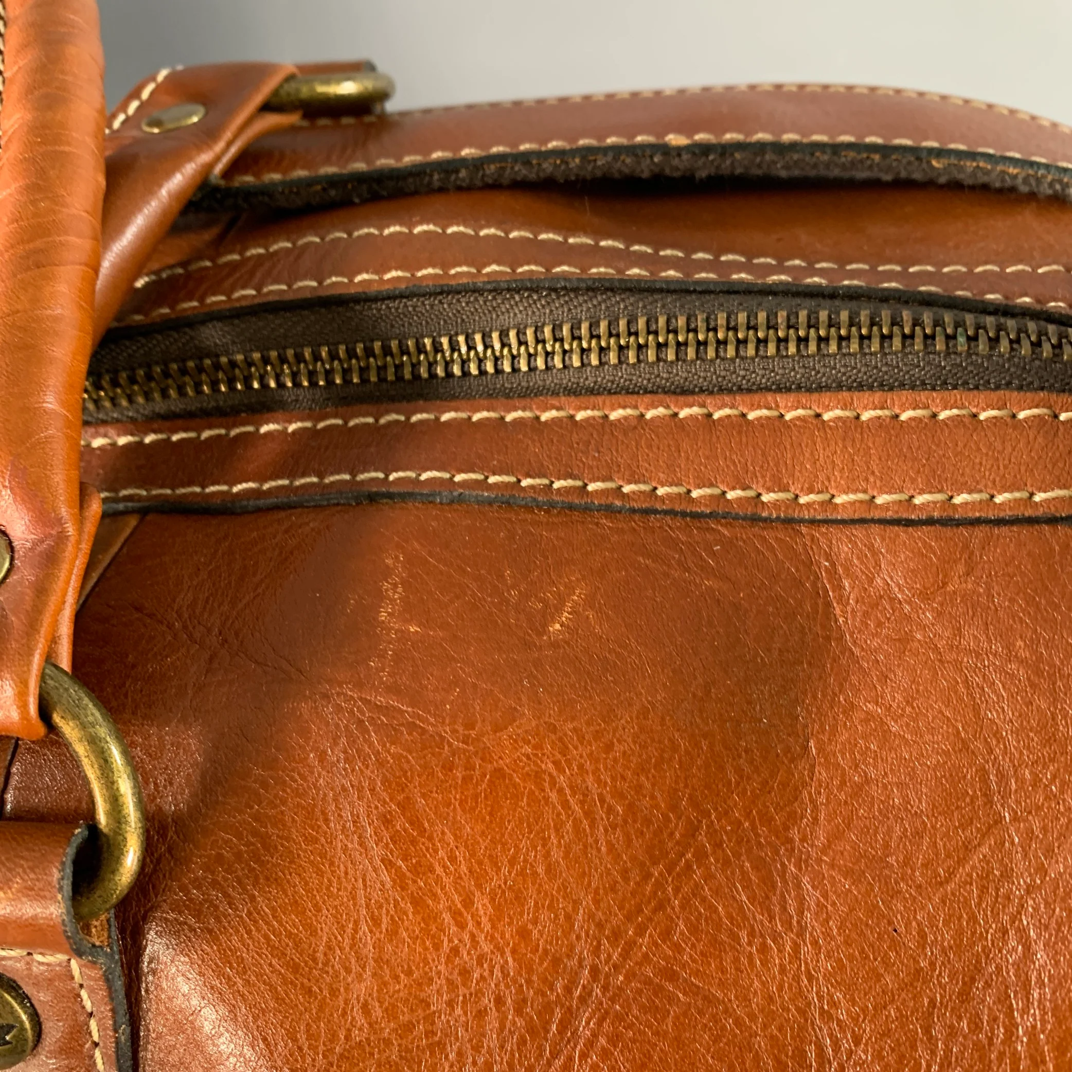 PATRICIA NASH One Size Brown Leather Shoulder Strap Overnight Bag - Image 10