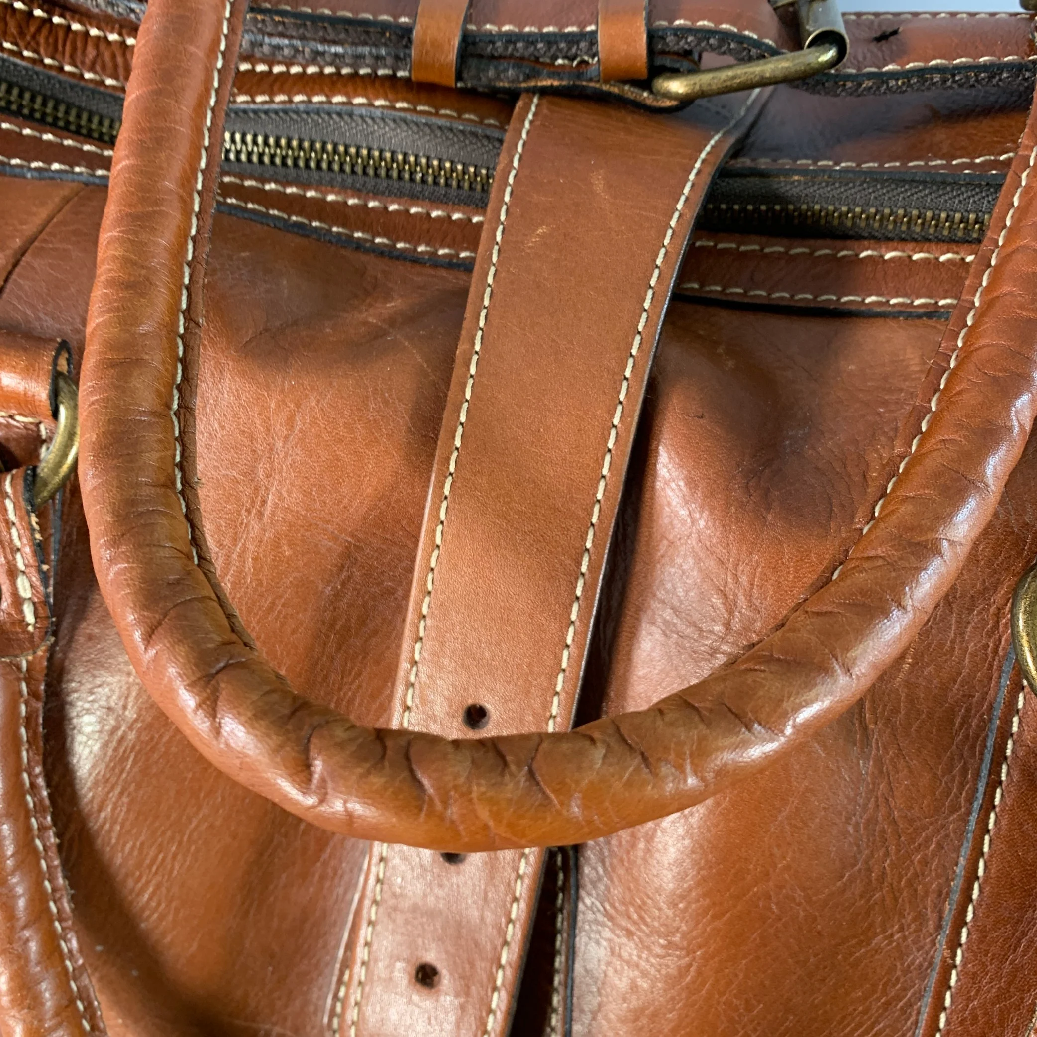 PATRICIA NASH One Size Brown Leather Shoulder Strap Overnight Bag - Image 12