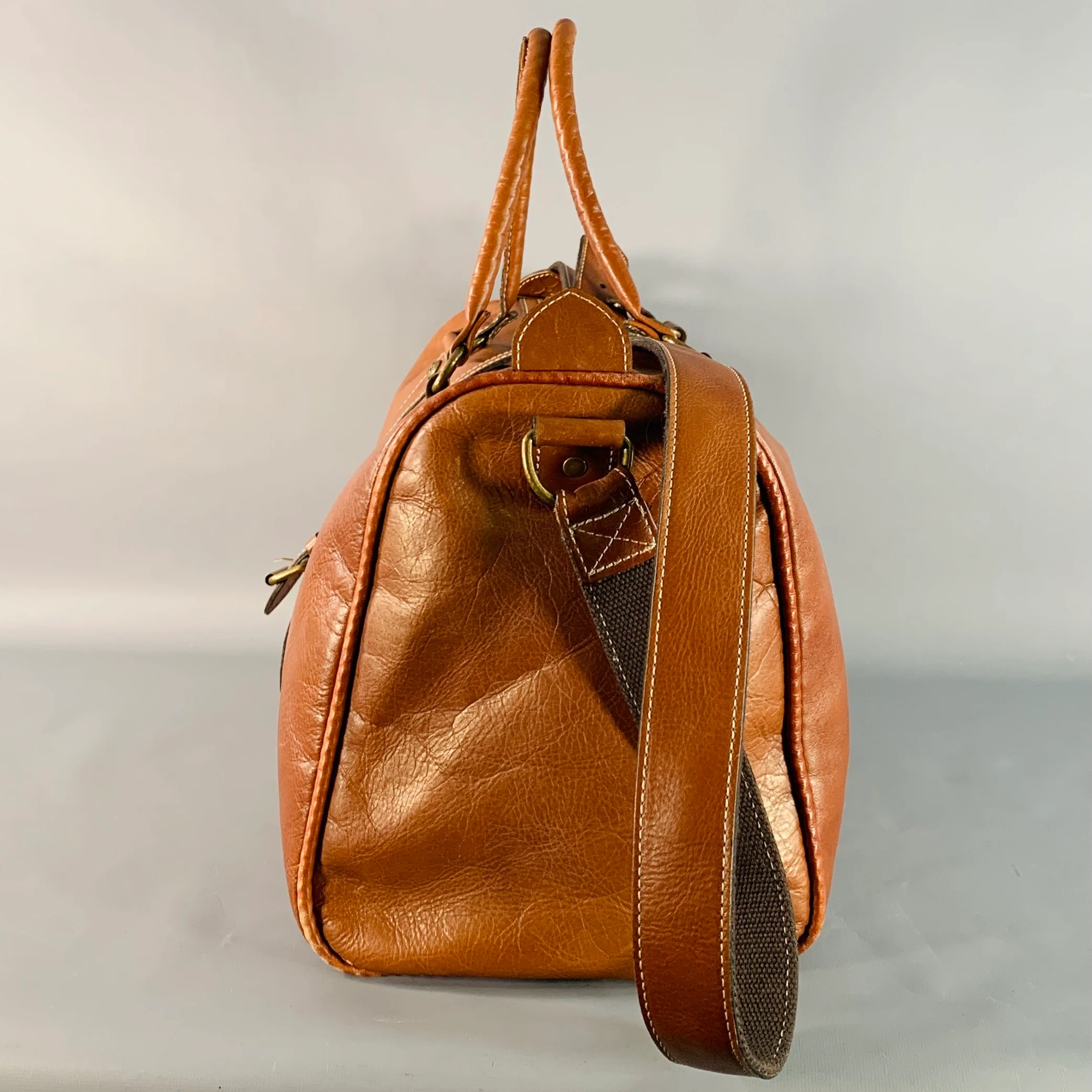 PATRICIA NASH One Size Brown Leather Shoulder Strap Overnight Bag - Image 4