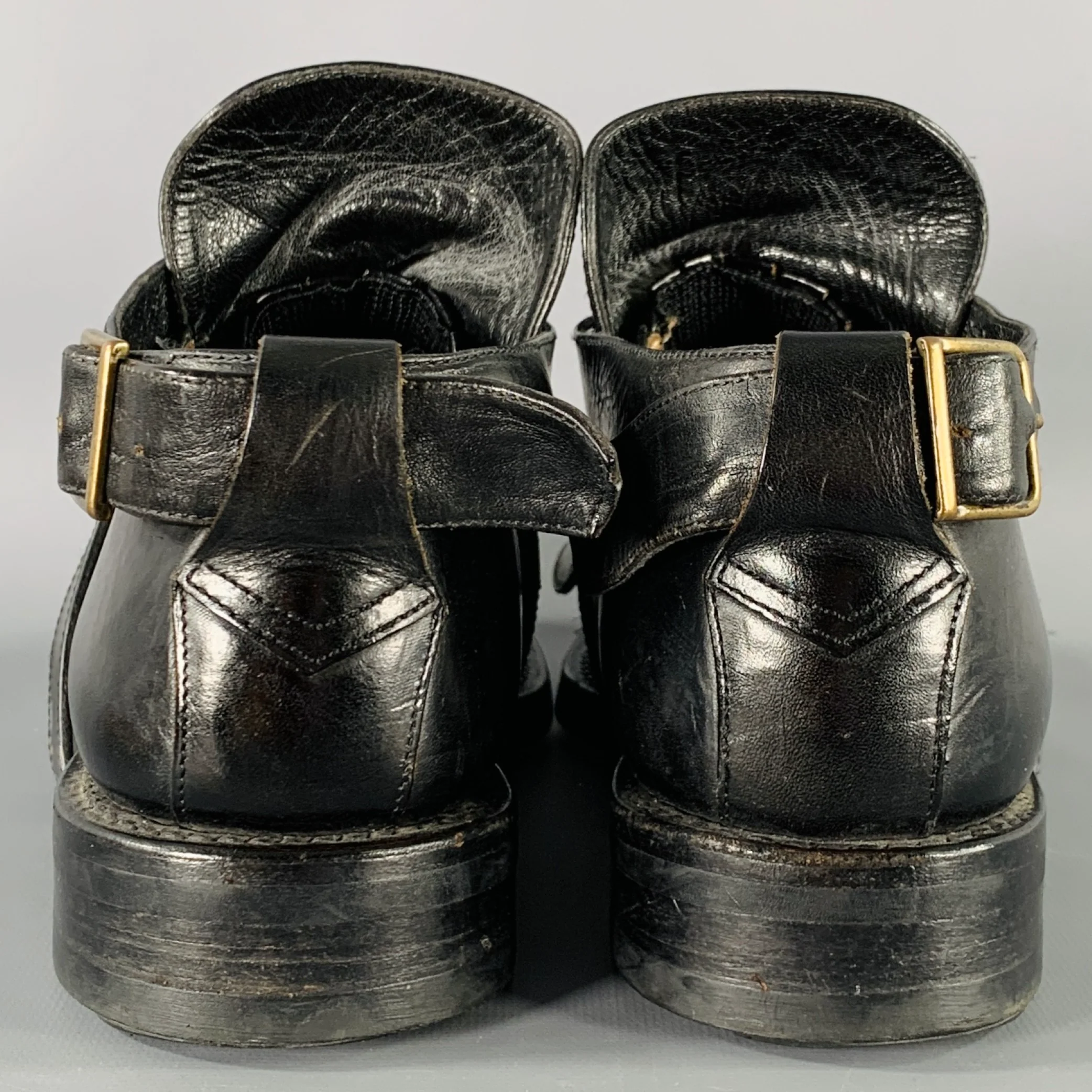 PATRICK COX Size 9 Black Leather Ankle Strap Lace-Up Shoes - Image 3