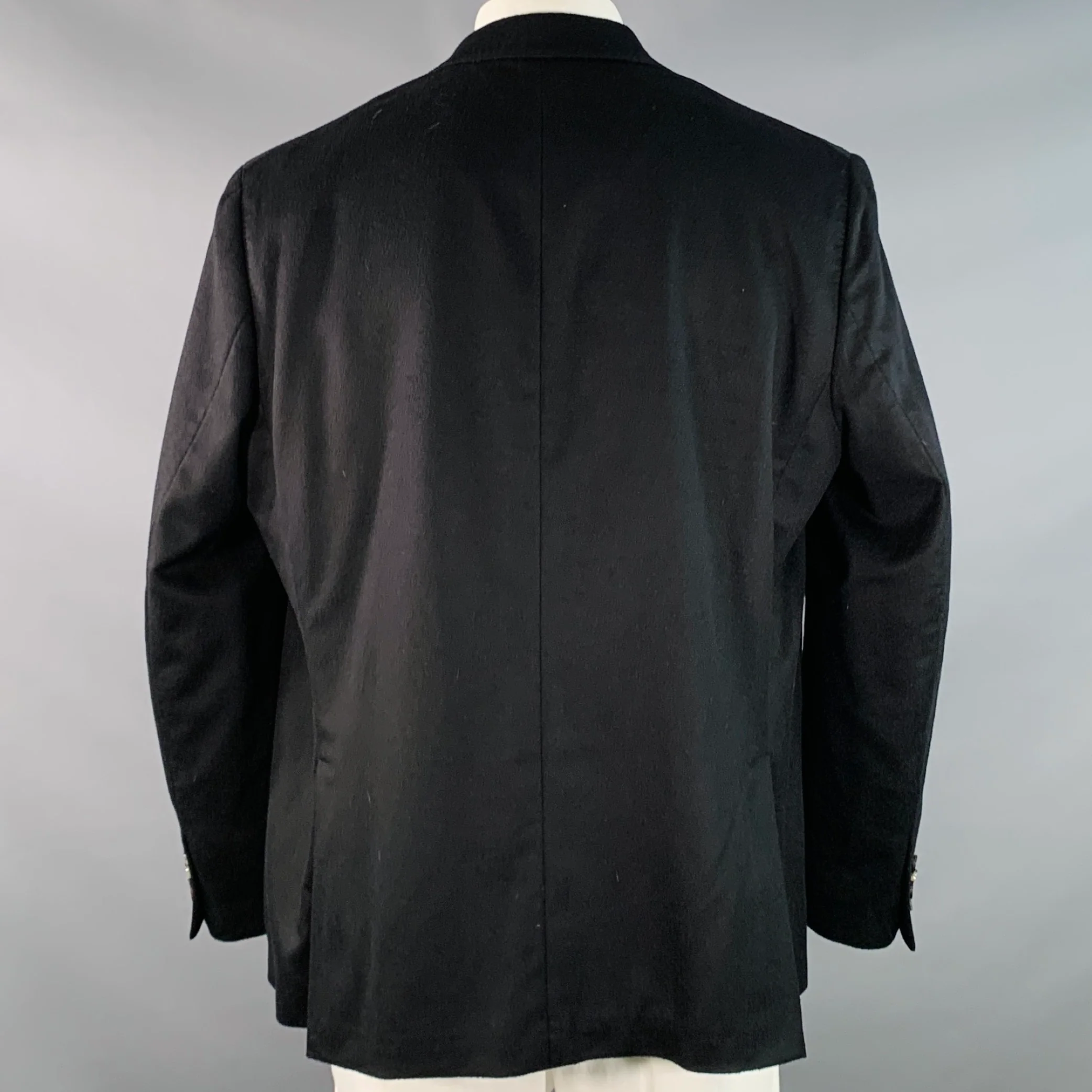 PATRICK JAMES Size 48 Regular Black Cashmere Notch Lapel Sport Coat - Image 3
