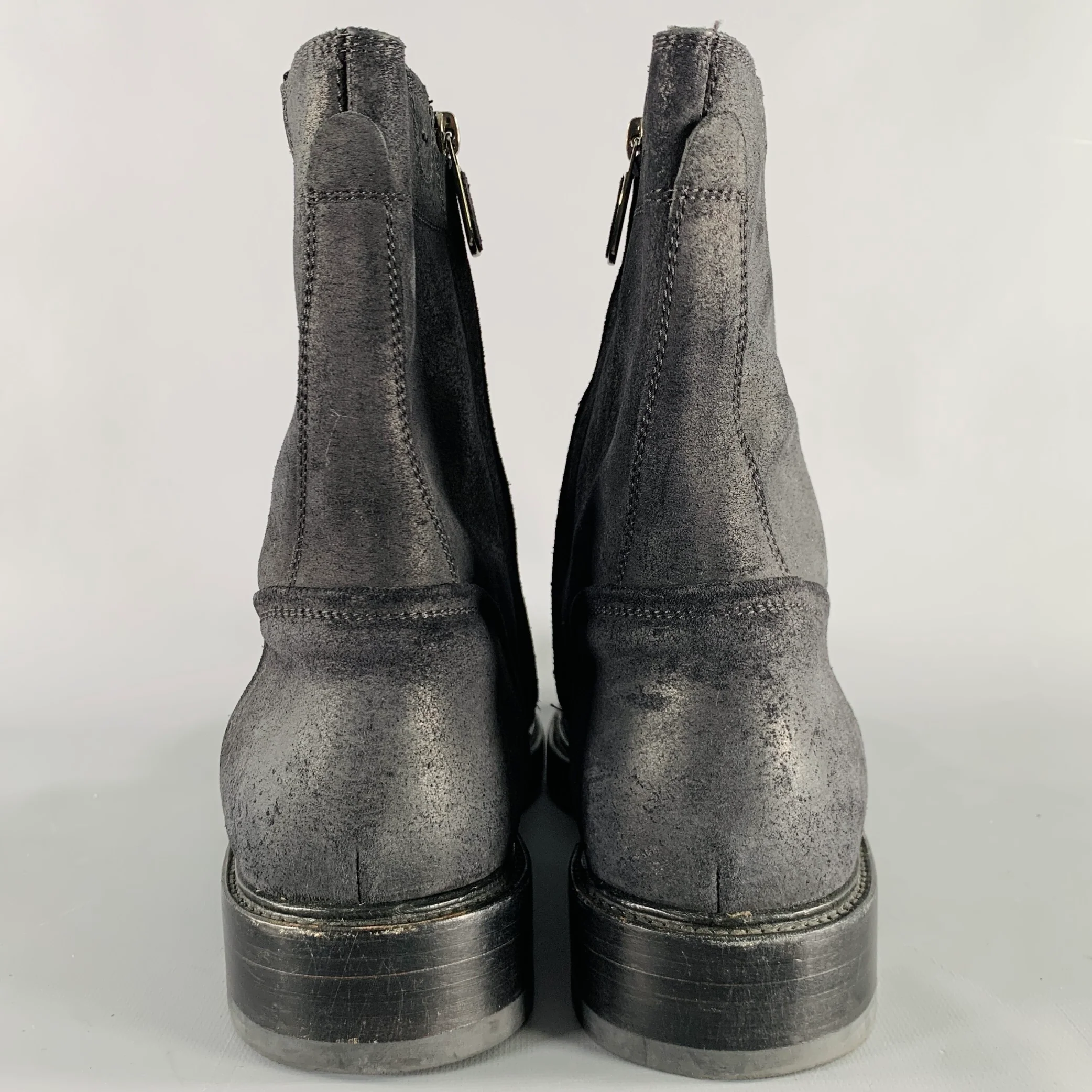 PAUL ANDREW Size 10 Black Nubuck Leather Side Zipper Boots - Image 3