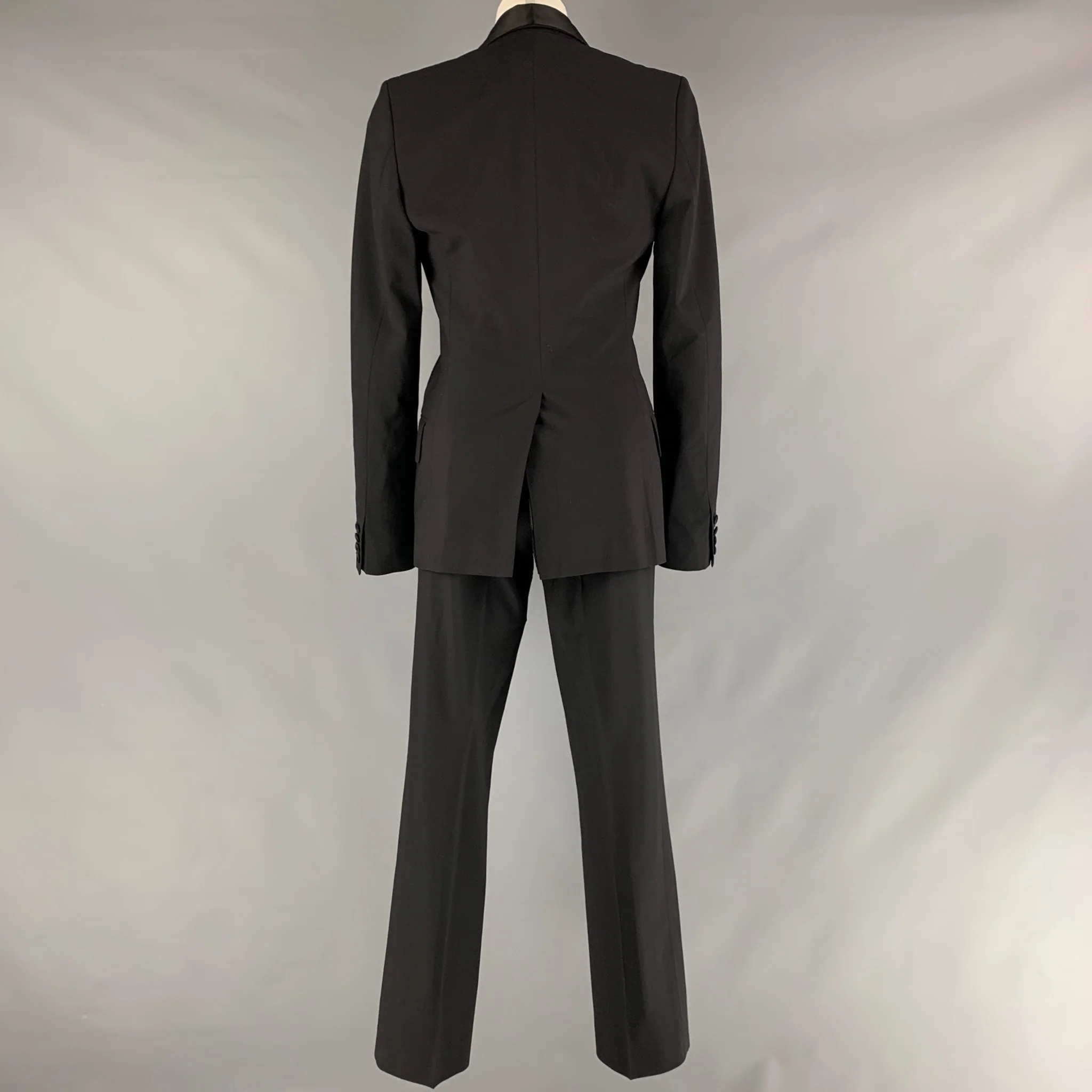 PAUL & JOE Size 34 Black Solid Polyester Wool Shawl Collar Suit - Image 4