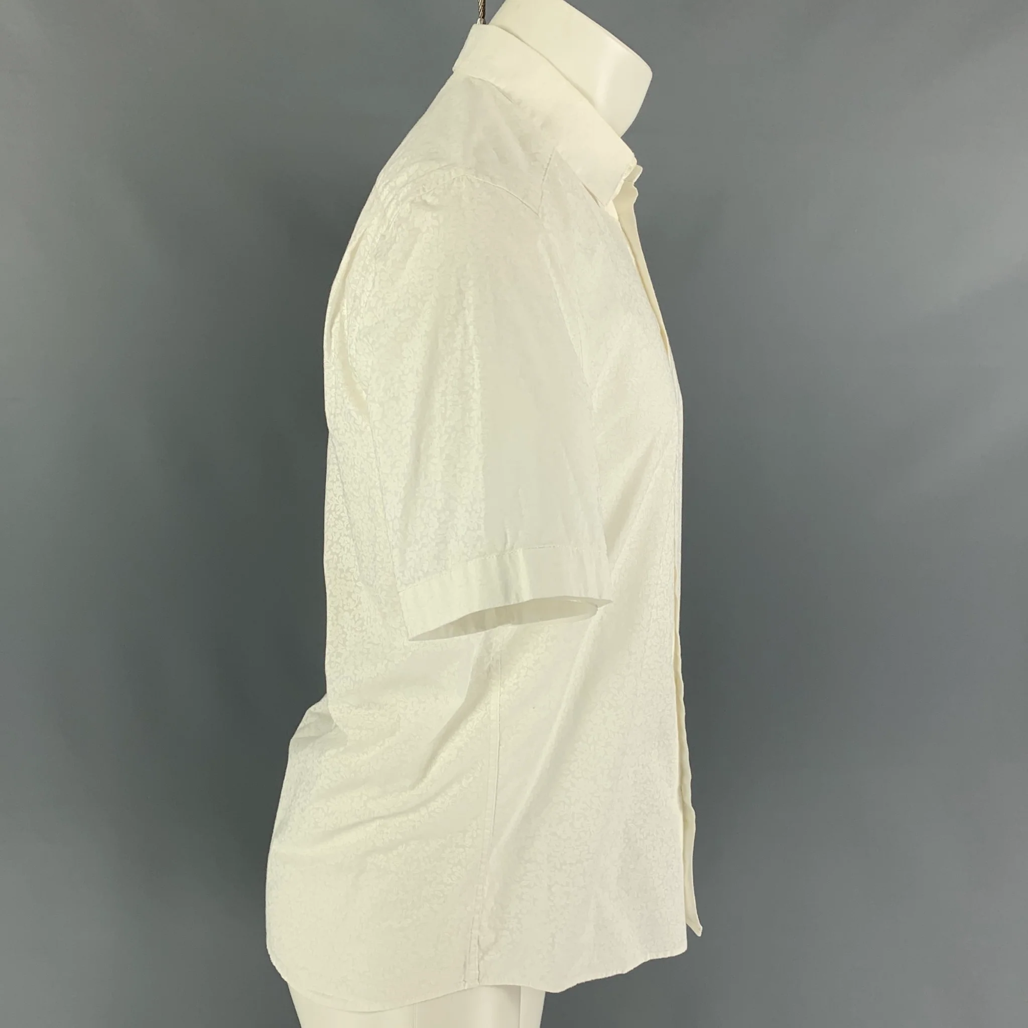 PAUL & JOE Size M White Floral Cotton Short Sleeve Shirt - Image 3