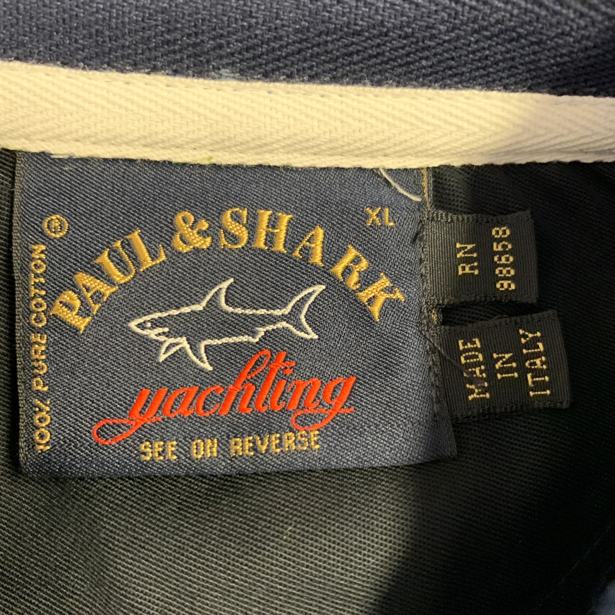 PAUL & SHARK Size XL Blue White Cotton Long Sleeve Polo - Image 11
