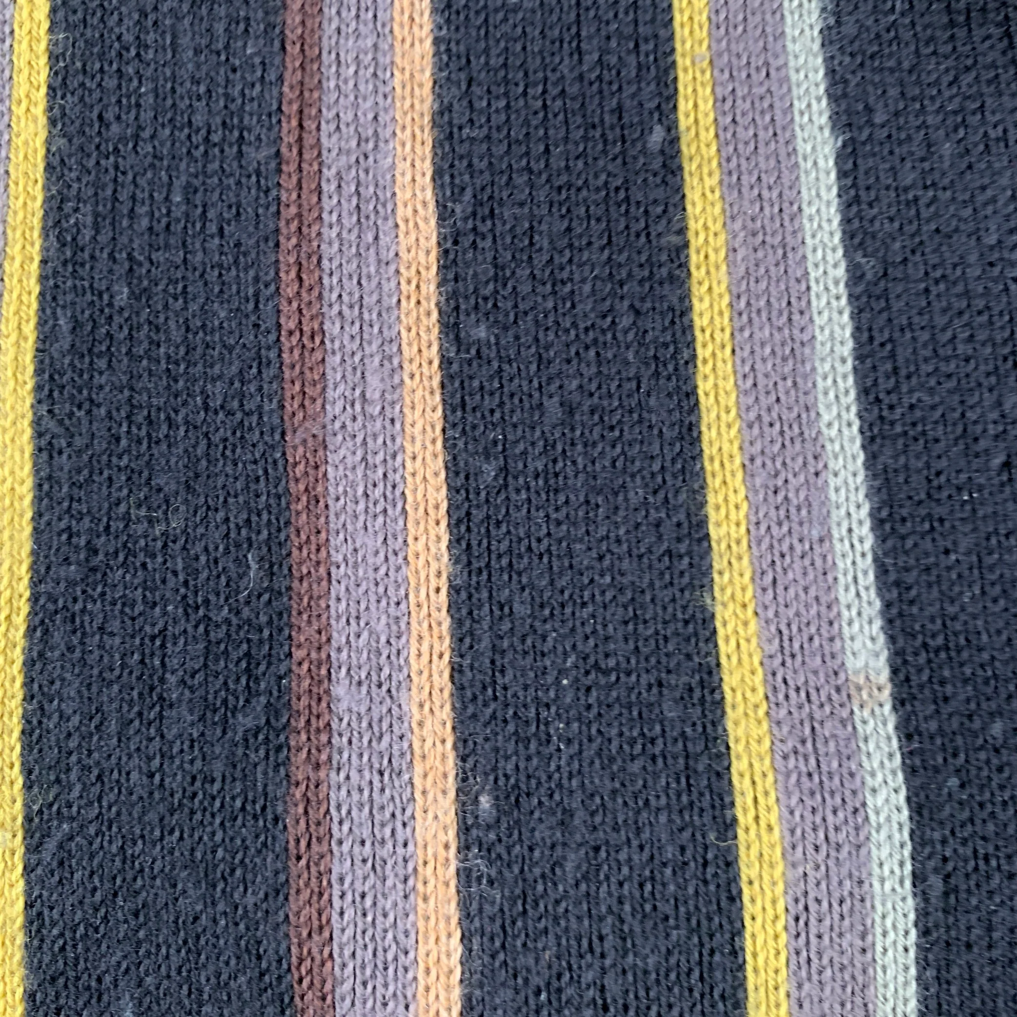 PAUL SMITH Black Multi Color Stripe Rib Knit Scarf - Image 5