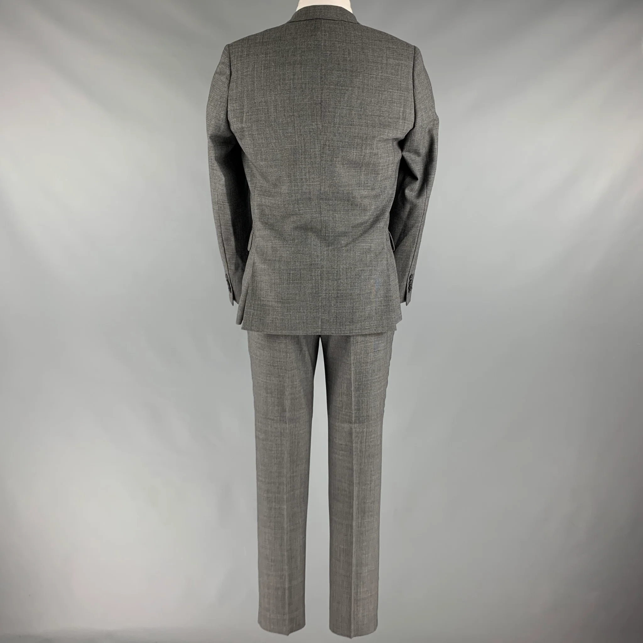 PAUL SMITH Chest Size 38 Grey Black Basketweave Wool Suit - Image 3