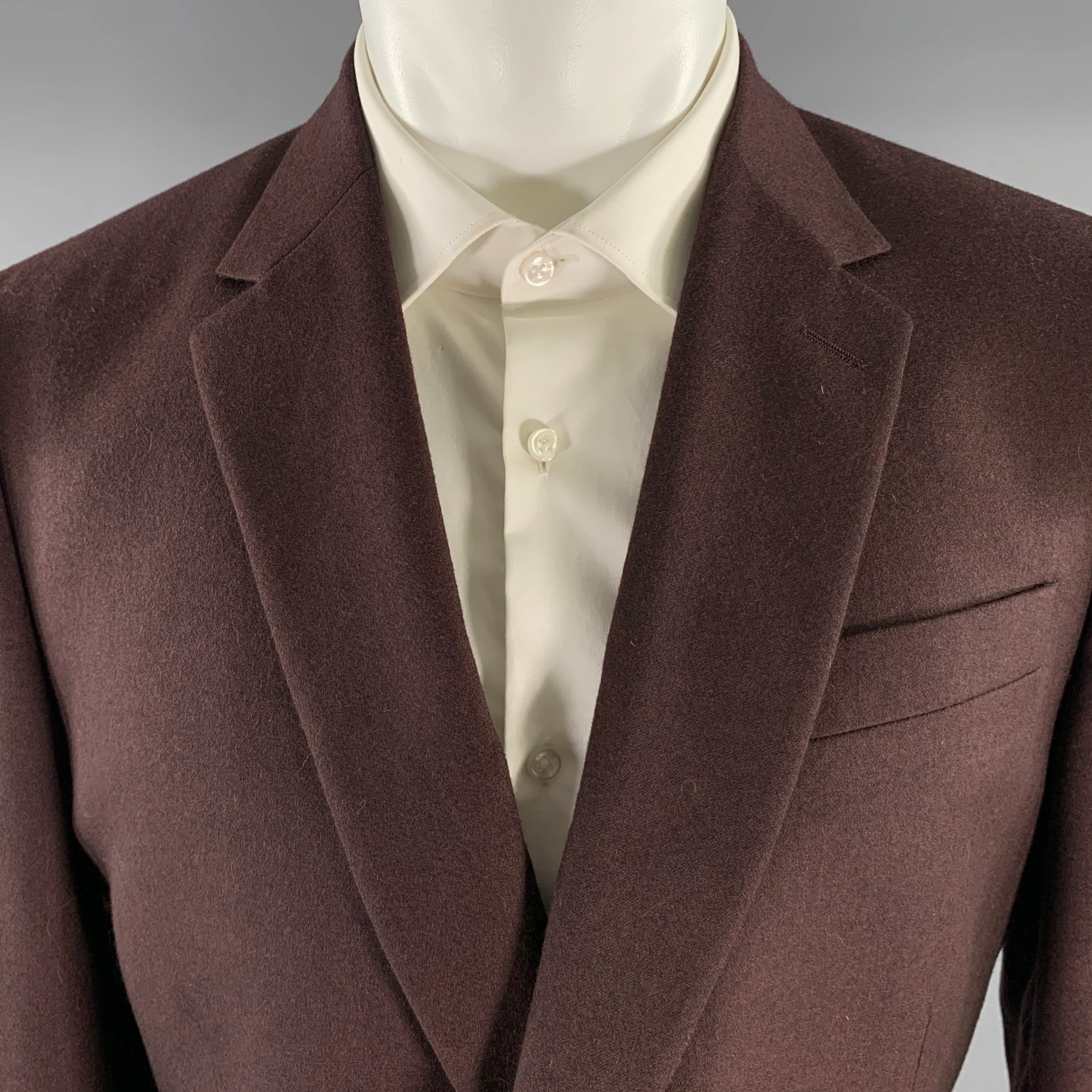 PAUL SMITH Chest Size 42 Burgundy Heather Wool Cashmere Notch Lapel Sport Coat - Image 2