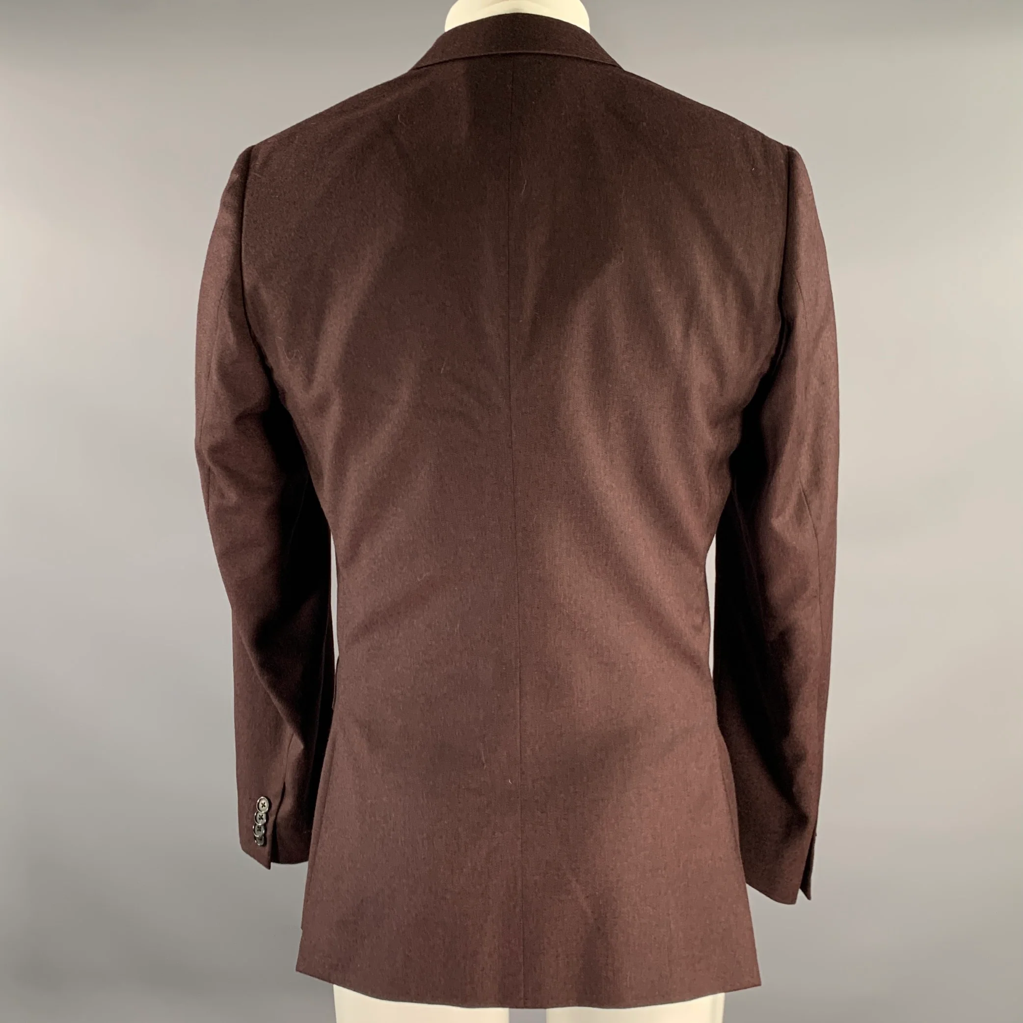 PAUL SMITH Chest Size 42 Burgundy Heather Wool Cashmere Notch Lapel Sport Coat - Image 4