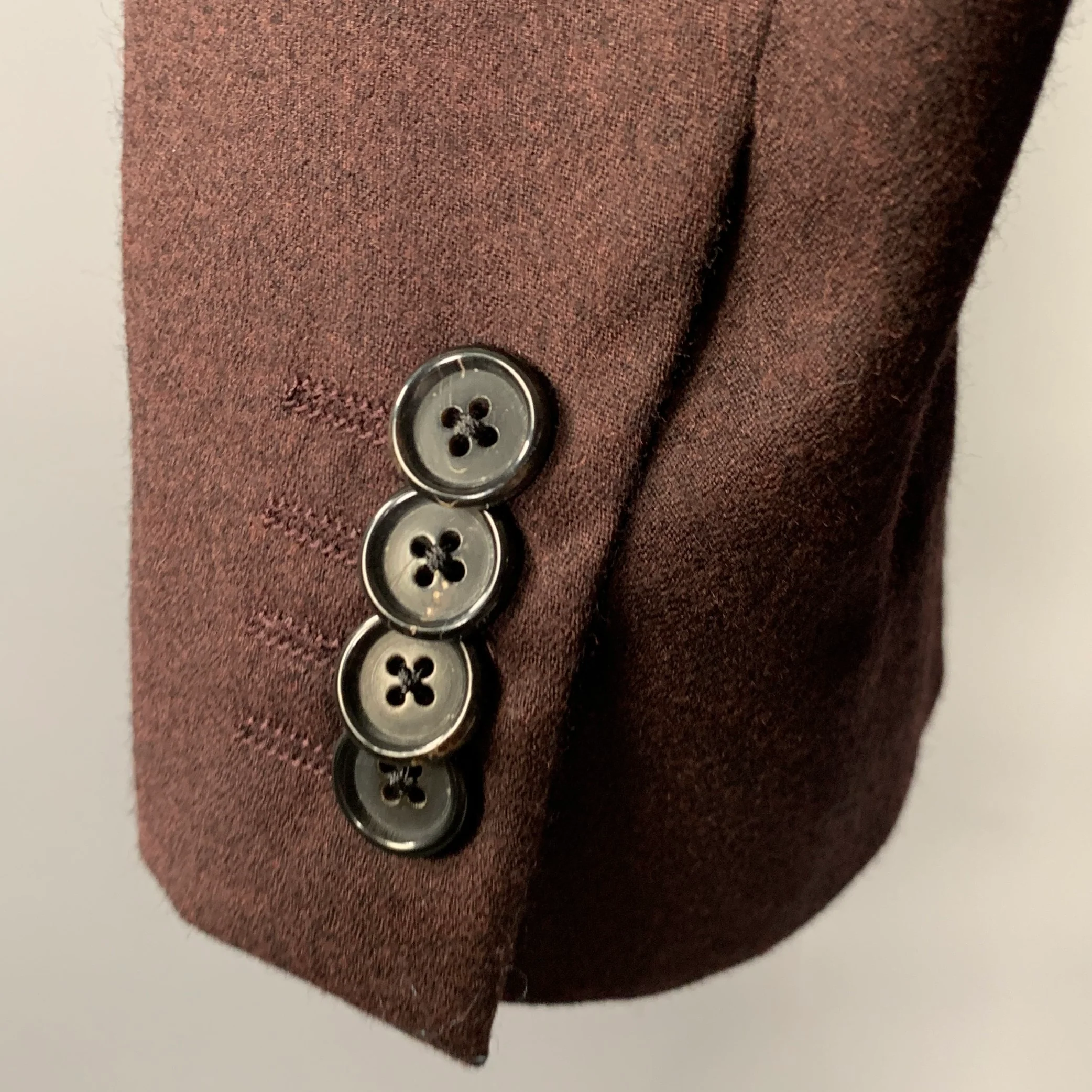 PAUL SMITH Chest Size 42 Burgundy Heather Wool Cashmere Notch Lapel Sport Coat - Image 5