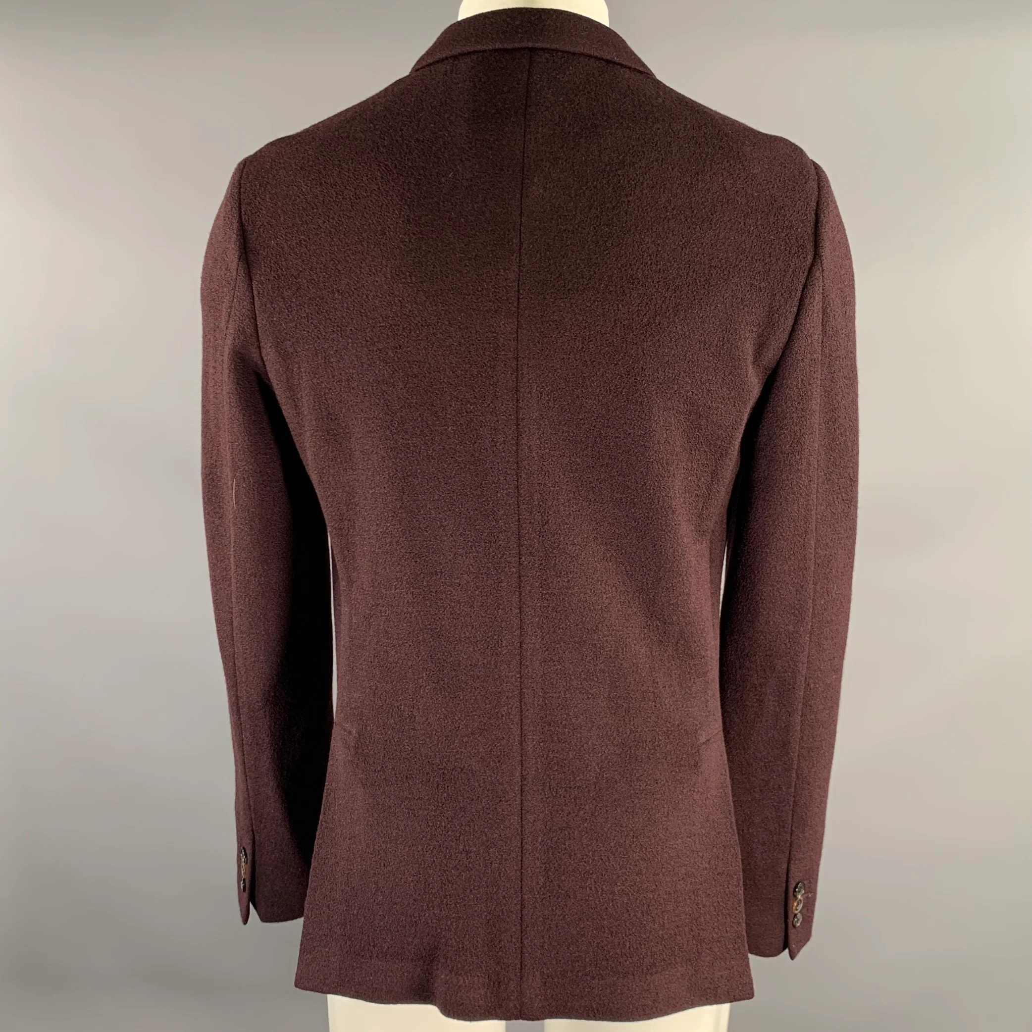 PAUL SMITH Chest Size 42 Burgundy Knit Wool Notch Lapel Sport Coat - Image 4