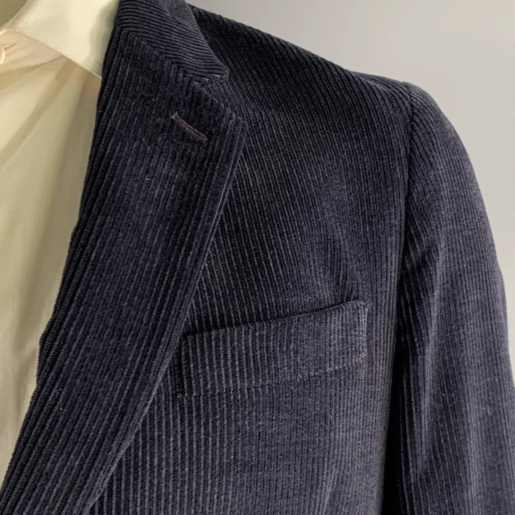 PAUL SMITH Chest Size 42 Navy Corduroy Cashmere cotton Notch Lapel Sport Coat - Image 2