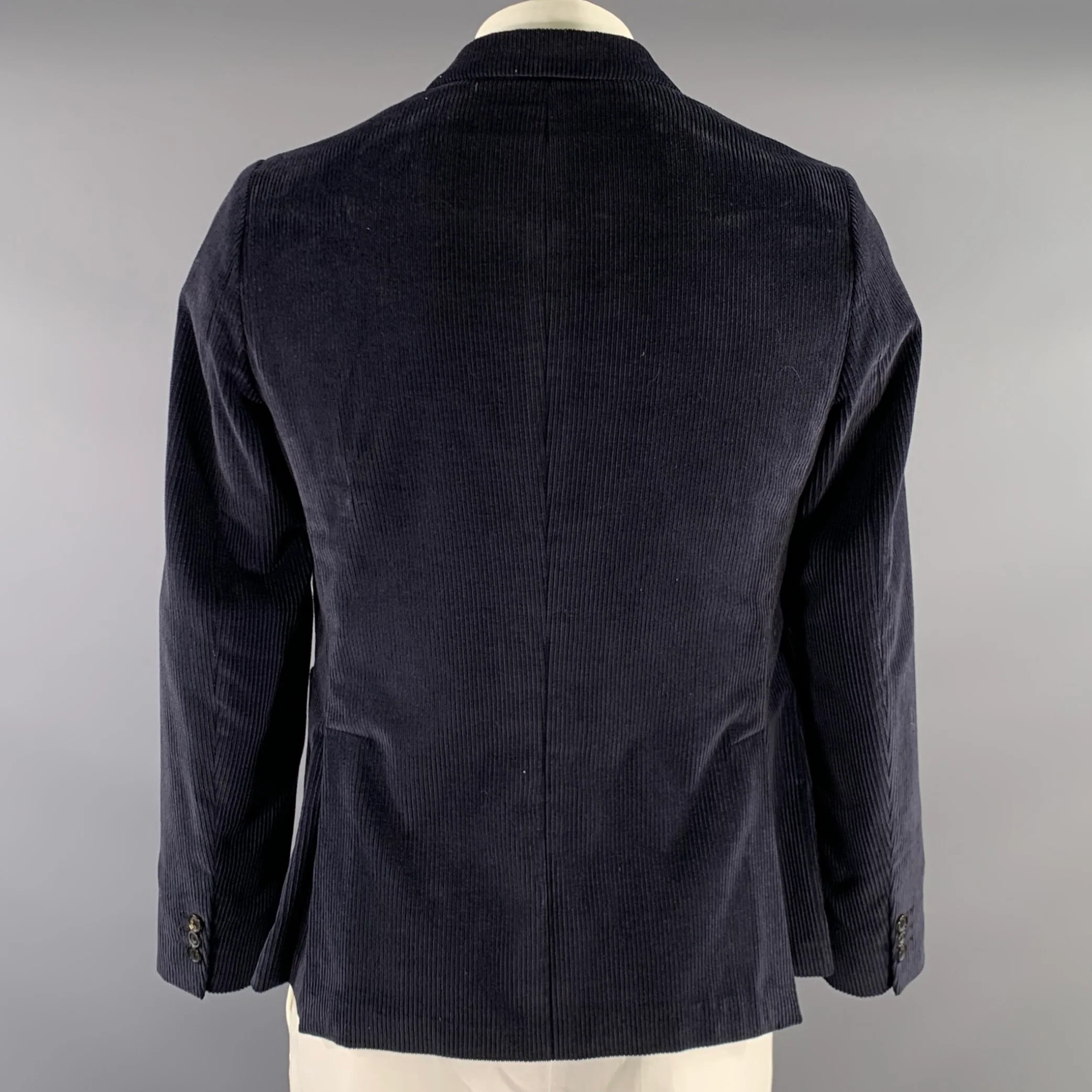 PAUL SMITH Chest Size 42 Navy Corduroy Cashmere cotton Notch Lapel Sport Coat - Image 4