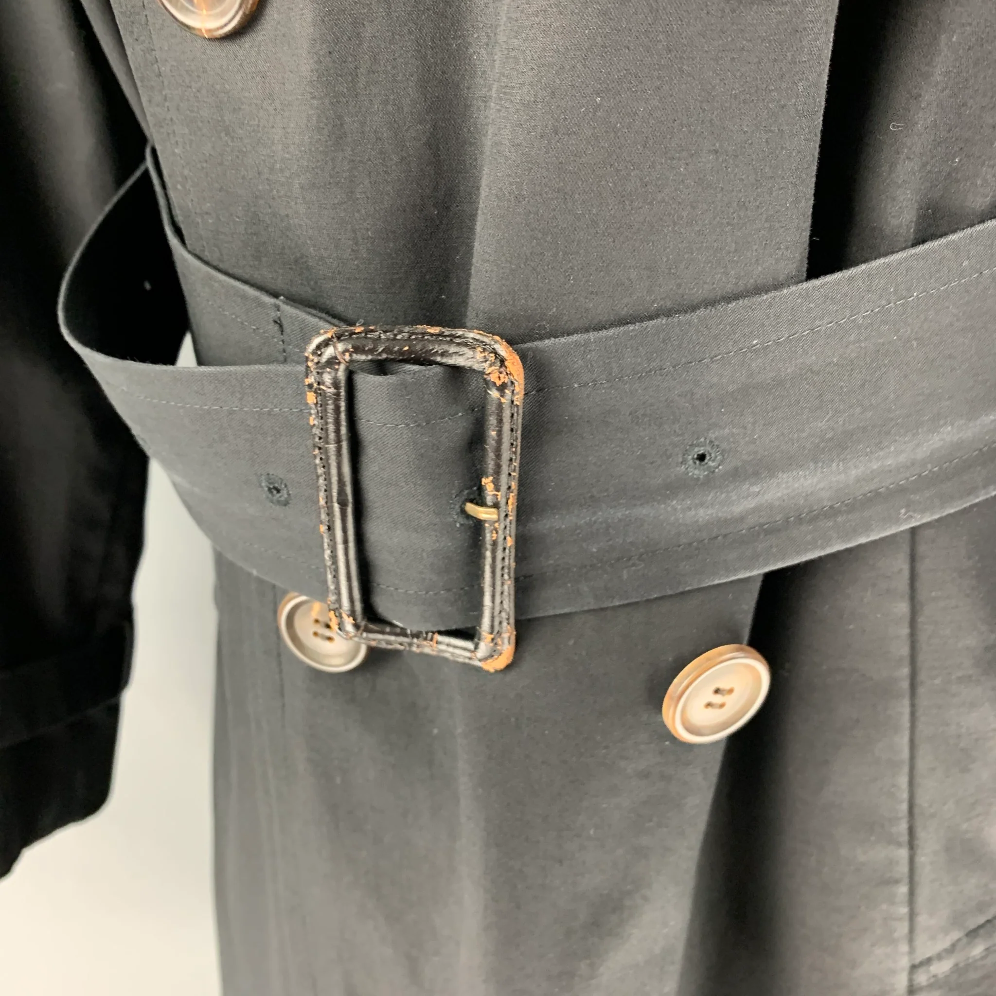 PAUL SMITH Chest Size S Size S Black Cotton Double Breasted Trenchcoat - Image 7