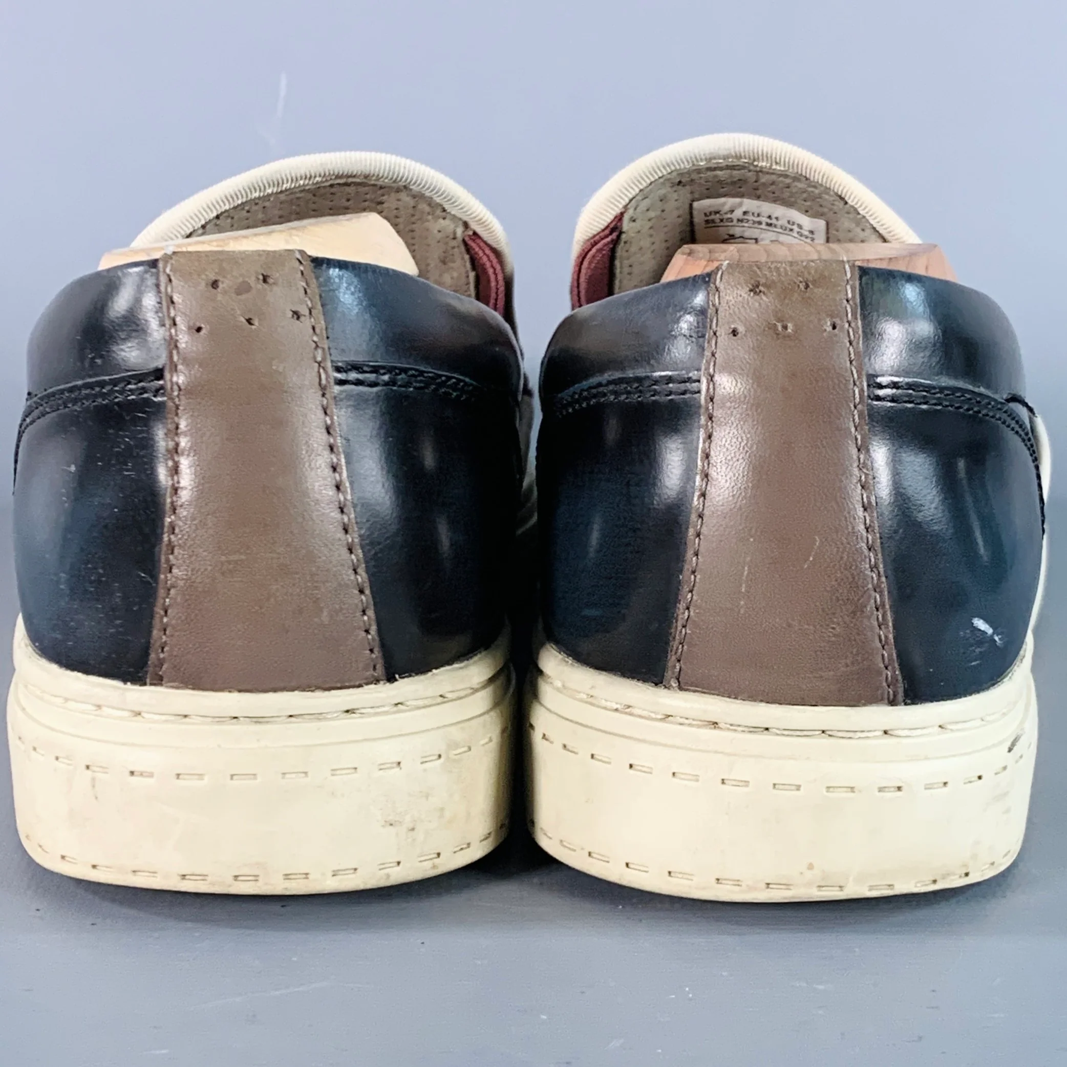 PAUL SMITH JEANS Size 8 Purple Cream Contrast Trim Leather Slip On Sneakers - Image 3