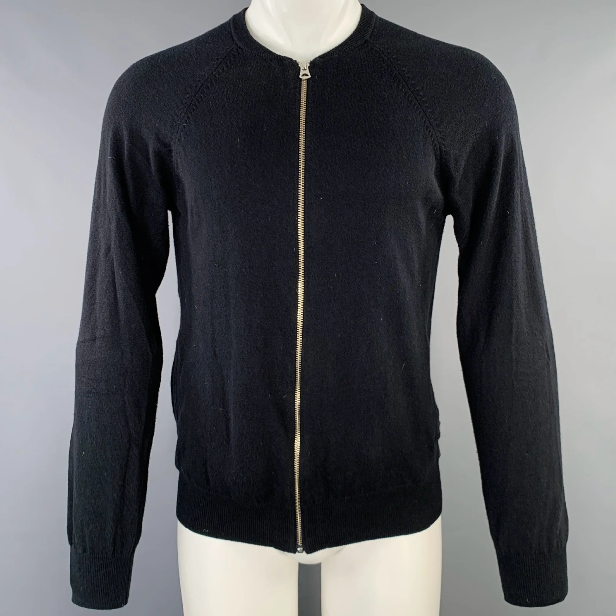 PAUL SMITH JEANS Size S Black Purple Cotton Wool Zip Up Cardigan