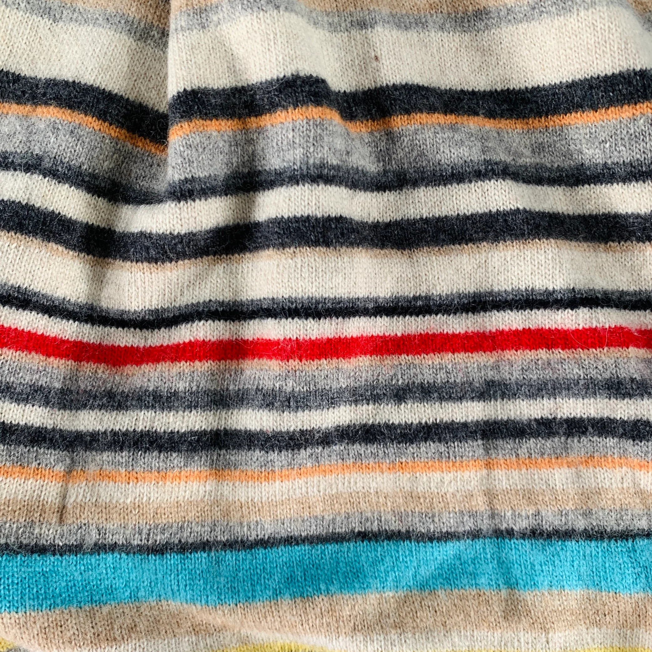 PAUL SMITH Multi Color Stripe Cashmere Blend Knit Scarf - Image 2