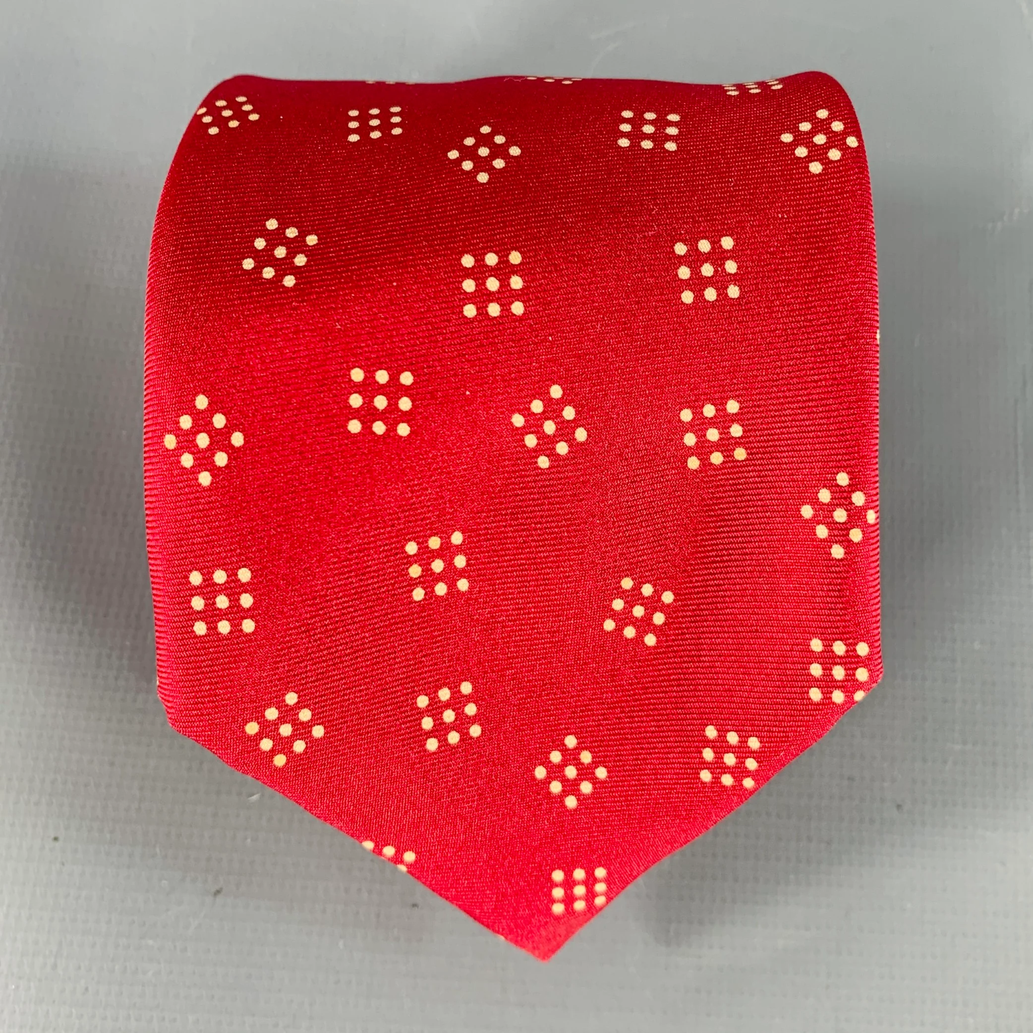 PAUL SMITH Red Beige Dots Silk Tie