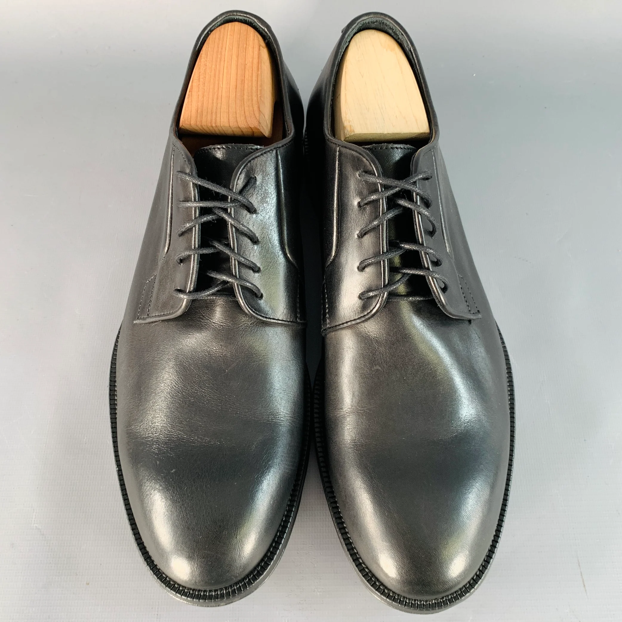 PAUL SMITH Size 10 Black Leather Derby Lace-Up Flexible Travel Shoes - Image 4