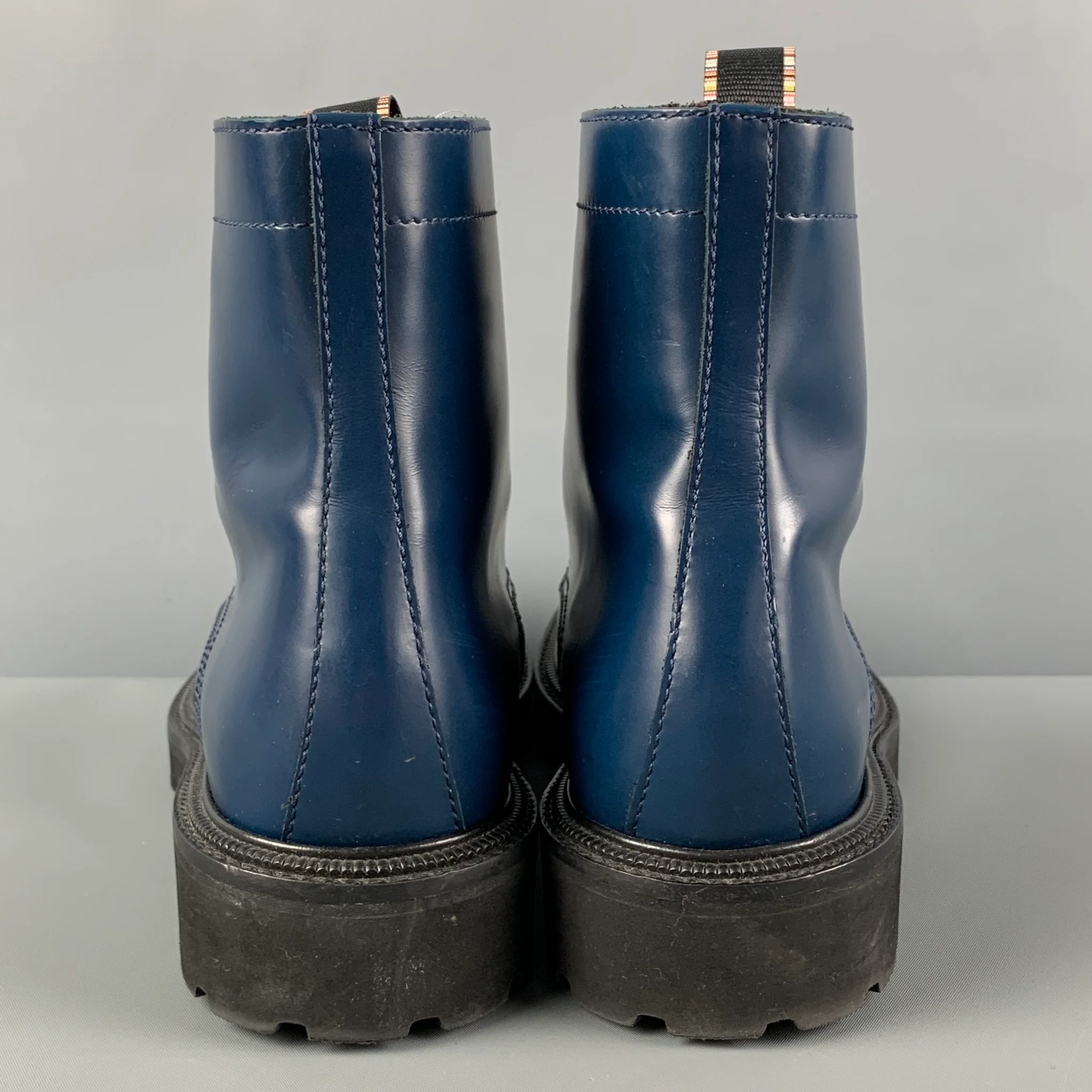 PAUL SMITH Size 10 Blue Leather Lace Up Boots - Image 5