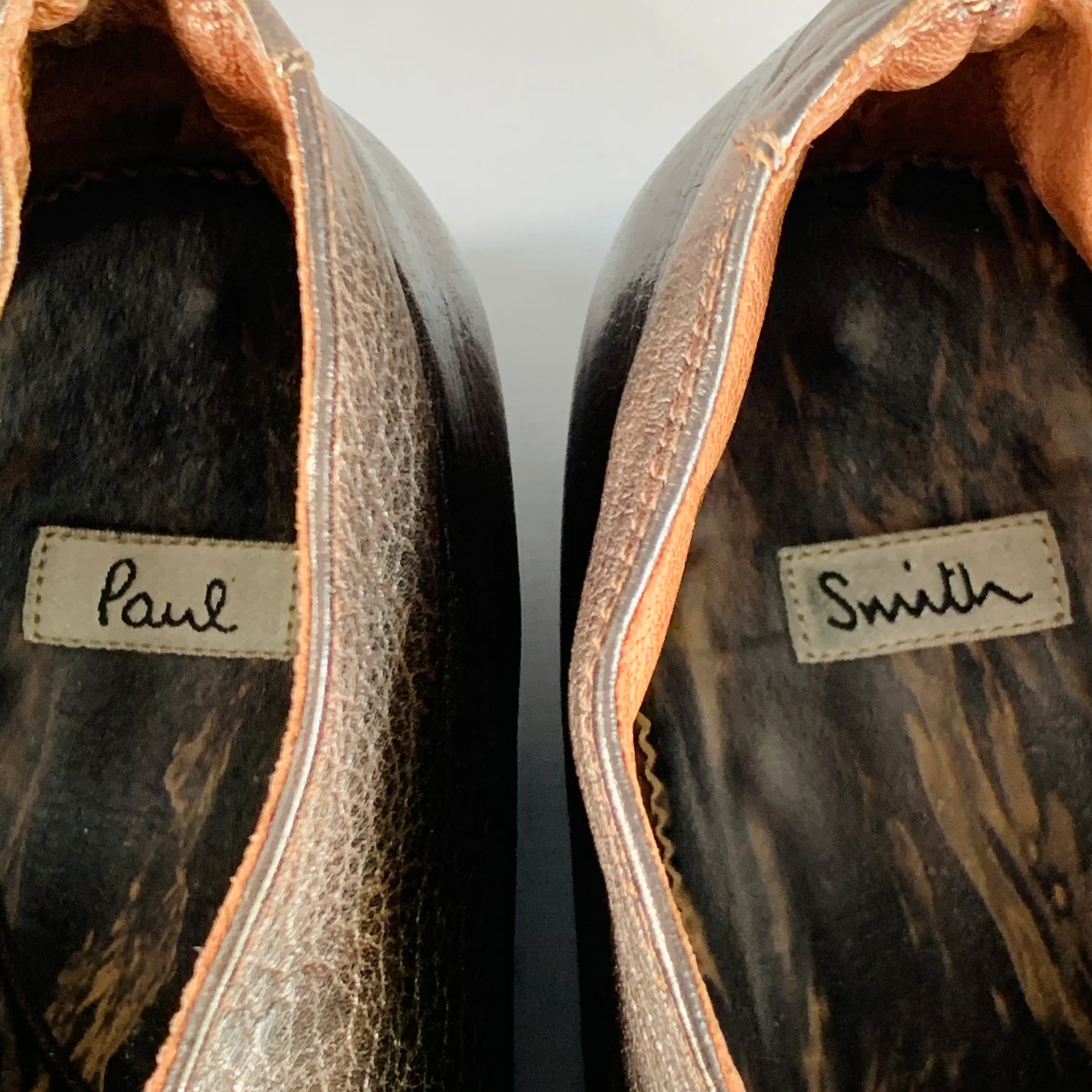 PAUL SMITH Size 10 Brown Leather Lace-Up Ankle Boots - Image 7