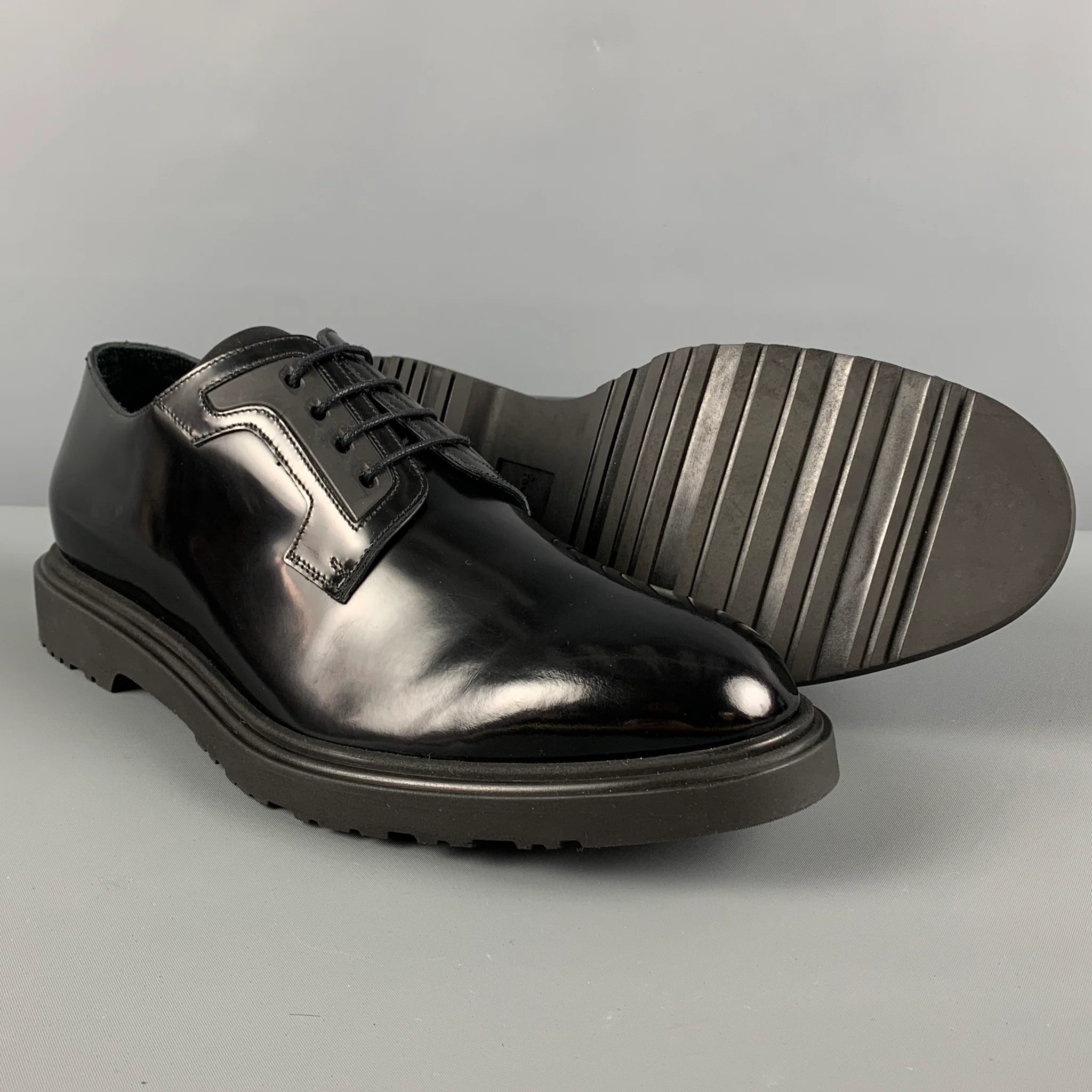 PAUL SMITH Size 11 Black Leather Lace Up Shoes - Image 3