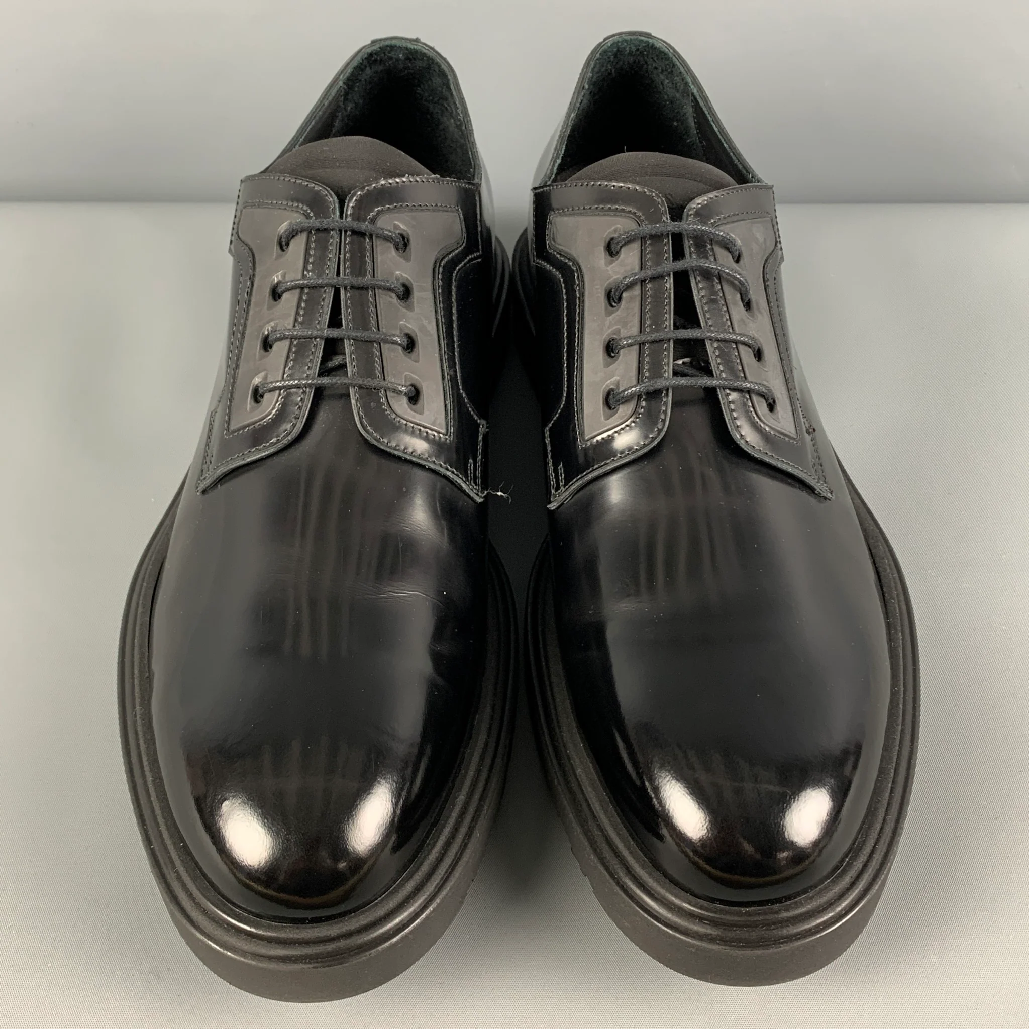 PAUL SMITH Size 11 Black Leather Lace Up Shoes - Image 4