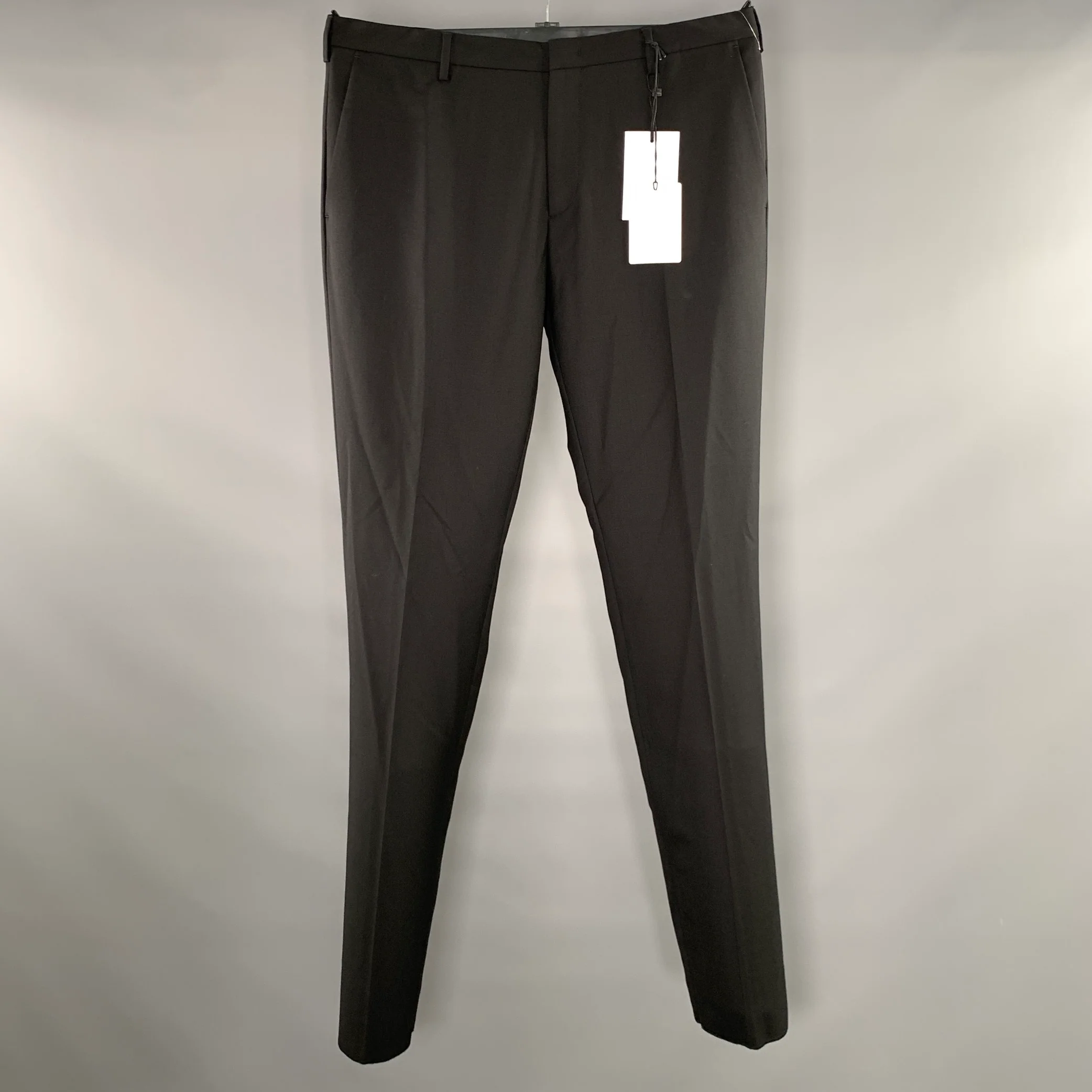 PAUL SMITH Size 34 Black Wool Zip Fly Dress Pants