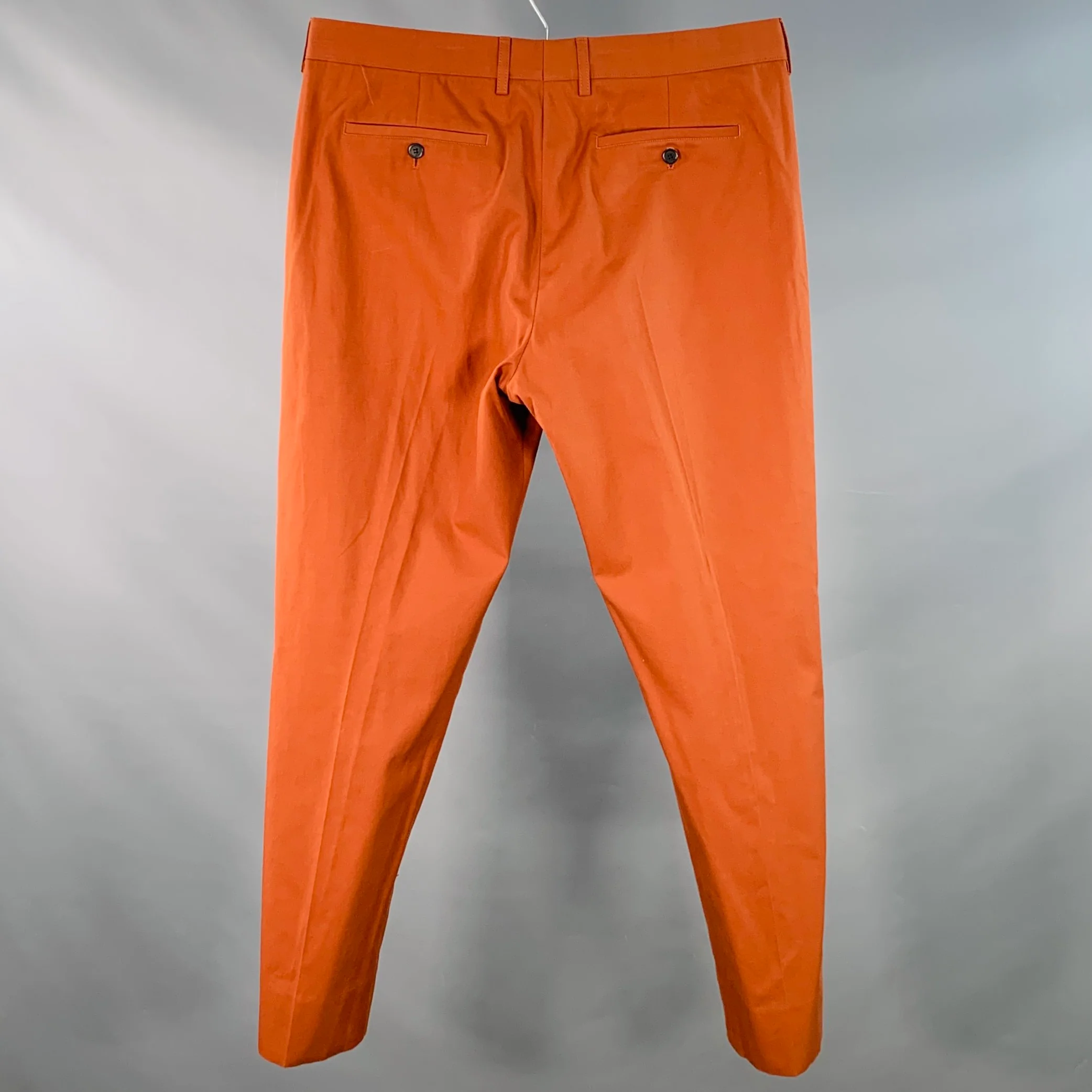 PAUL SMITH Size 34 Orange Rust Twill Cotton Pleated Tapered Dress Pants - Image 2
