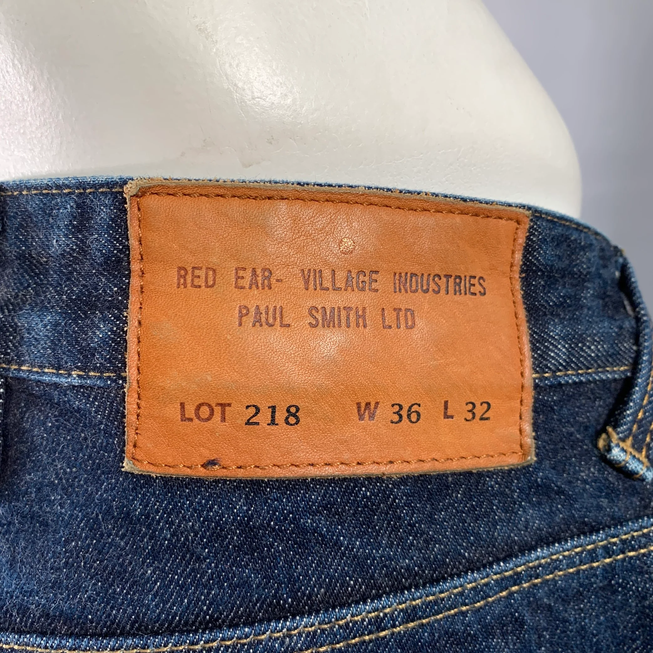PAUL SMITH Size 36 Blue Contrast Stitch Cotton Straight Japanese Selvedge Jeans - Image 4