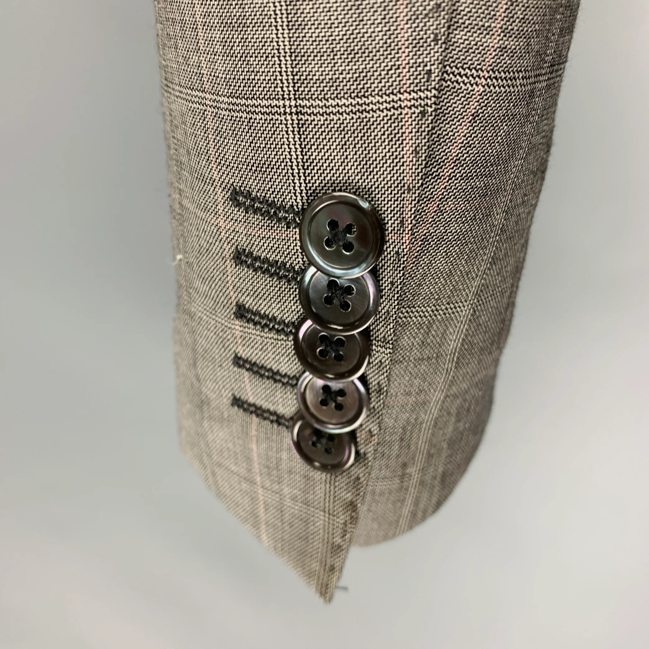 PAUL SMITH Size 36 -Byard- Grey Orange Window Pane Wool Single Breasted Suit - Image 6