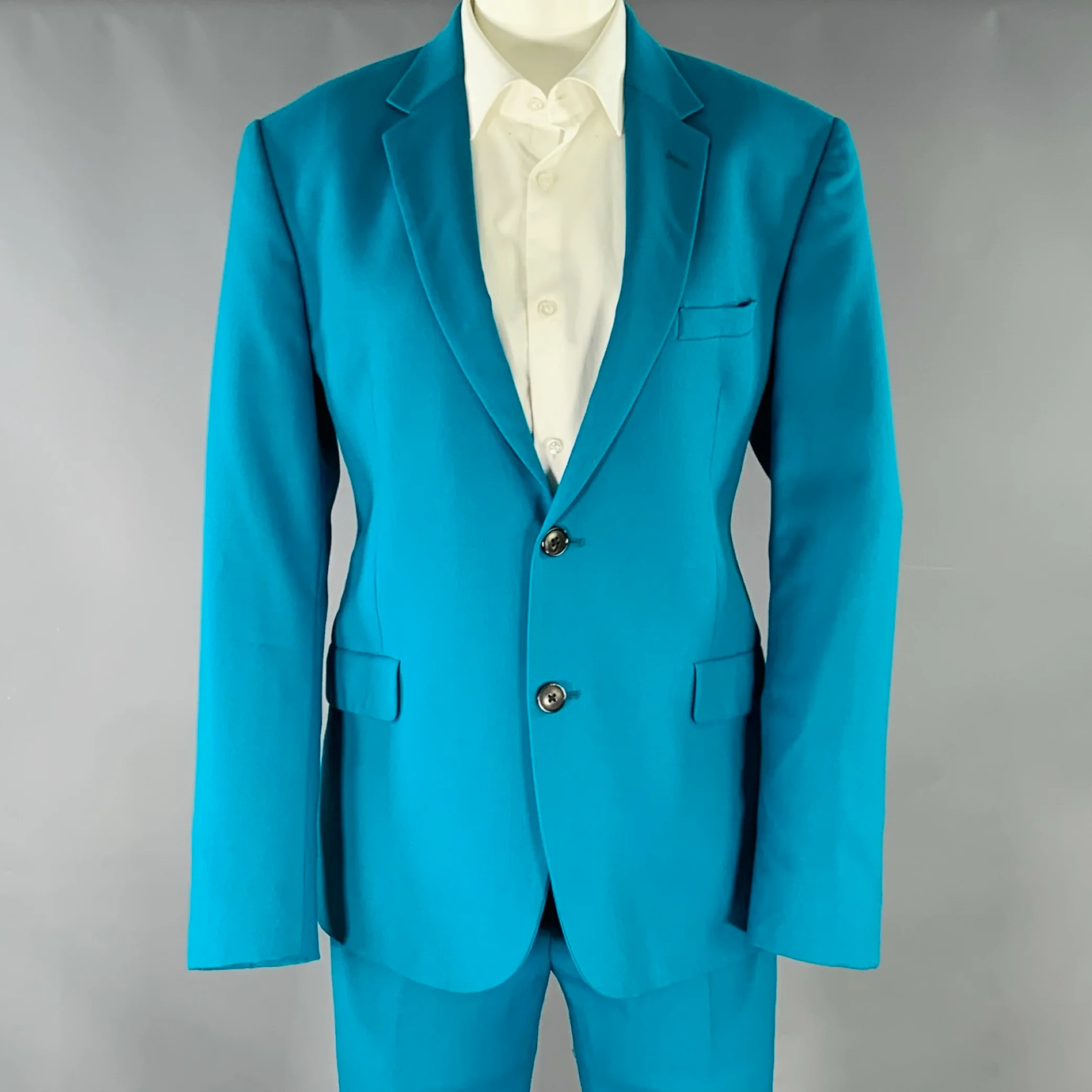 PAUL SMITH Size 36 Kensington Teal Wool Twill Suit