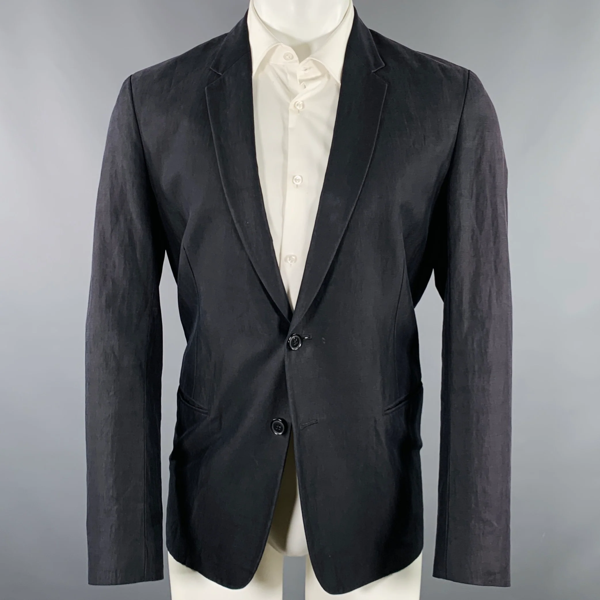 PAUL SMITH Size 38 Black Cotton Blend Single Breasted Sport Coat