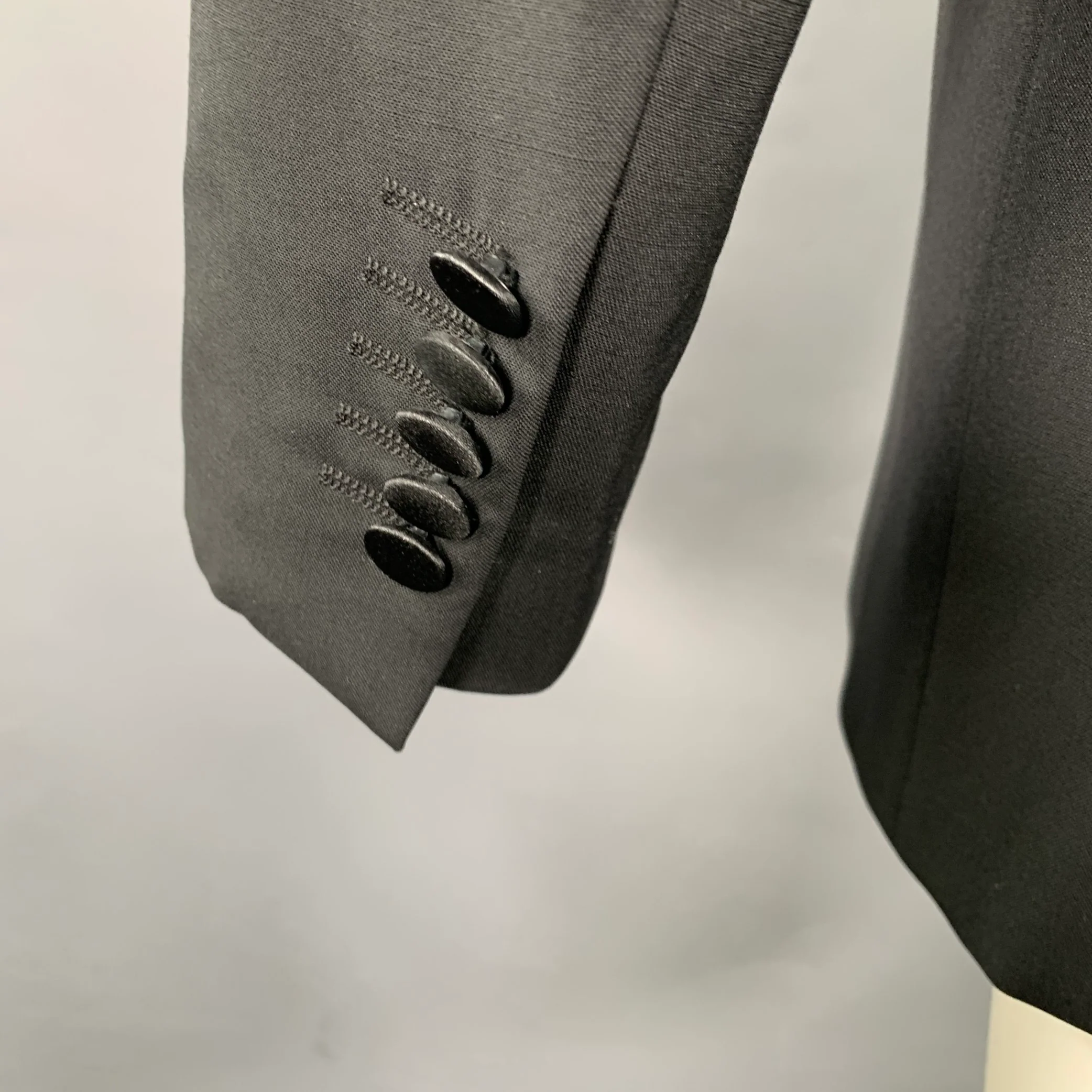 PAUL SMITH Size 38 Black Wool Mohair Tuxedo Sport Coat - Image 4