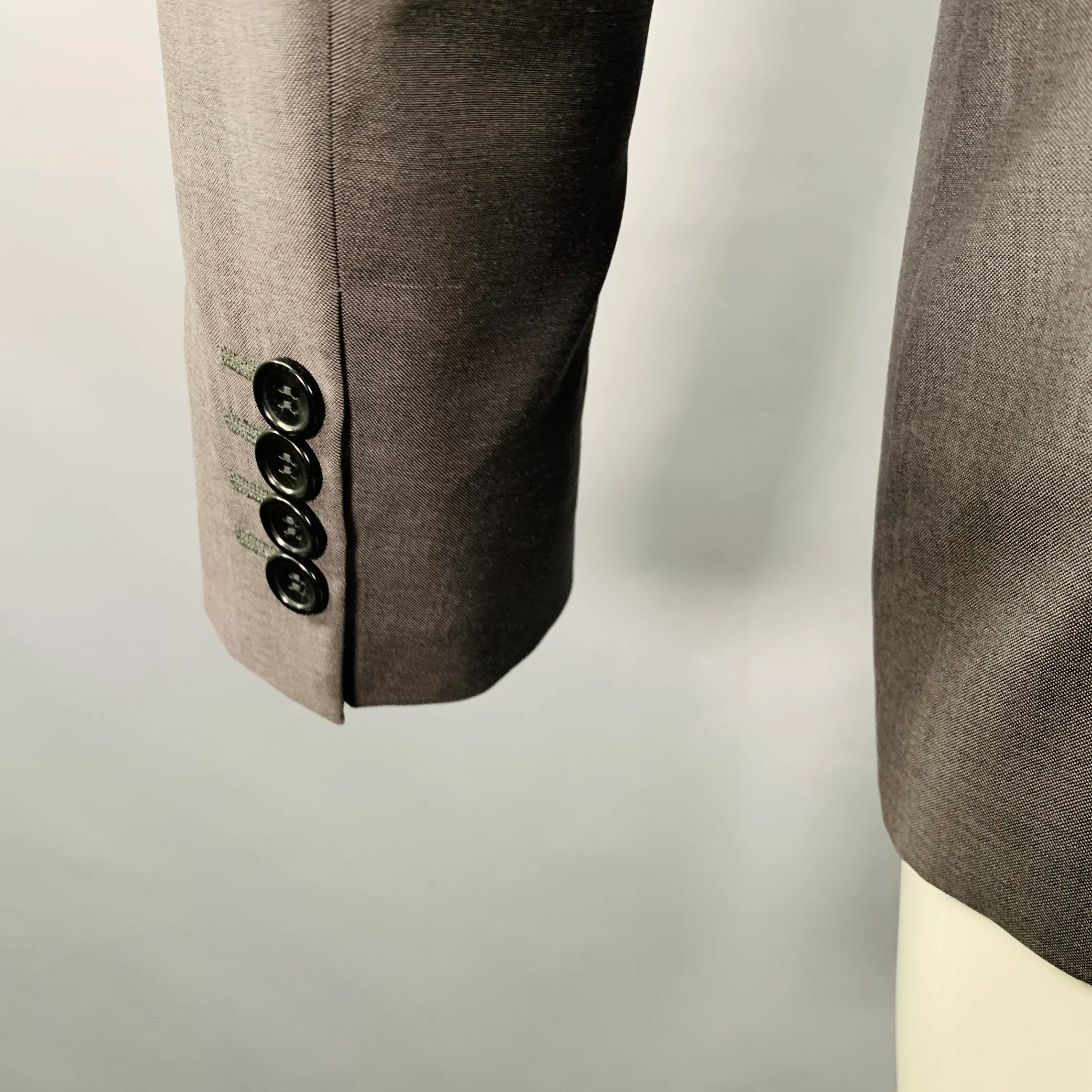 PAUL SMITH Size 38 Grey Wool Mohair Single Breasted Sport Coat - Image 4
