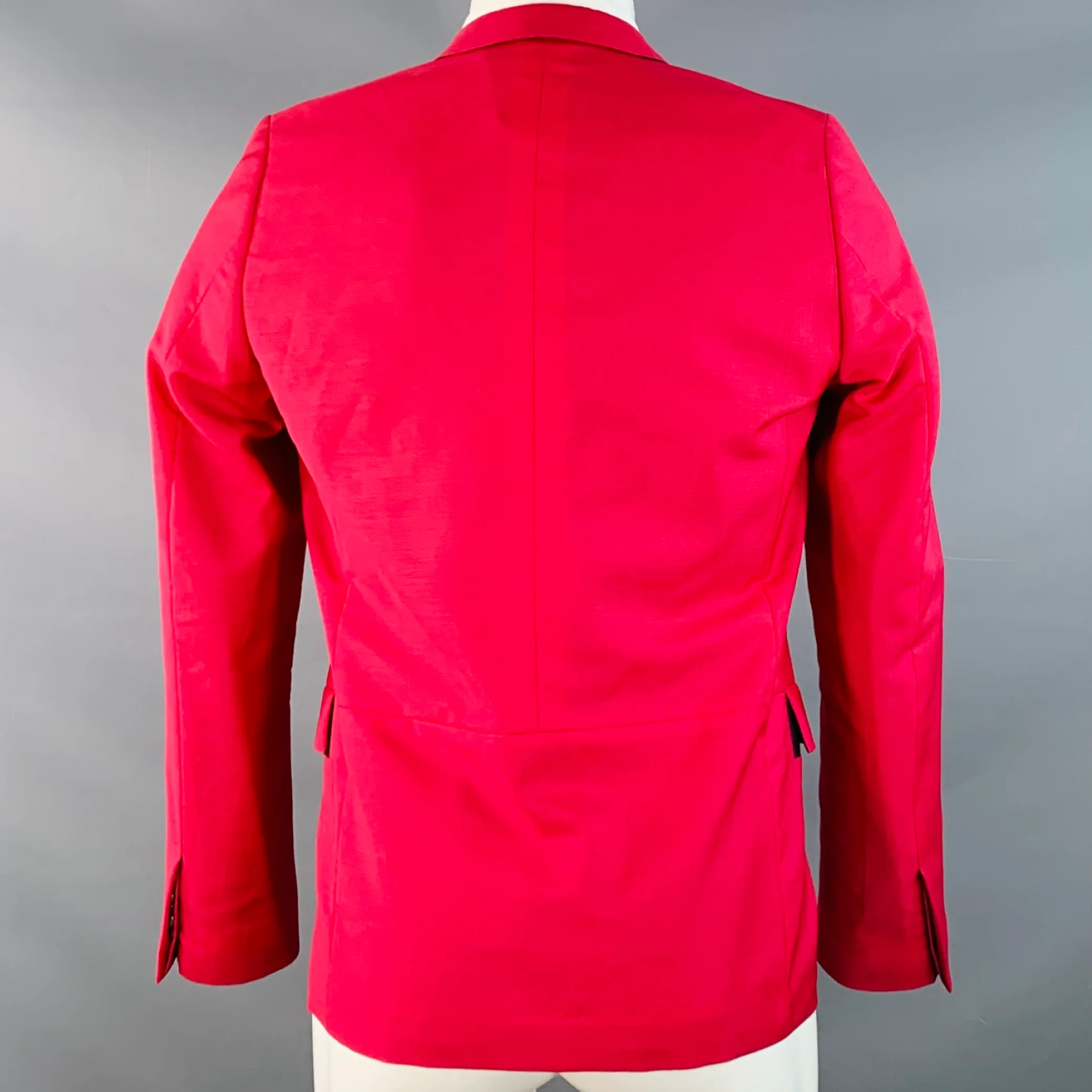 PAUL SMITH Size 38 Red Black Wool Mohair Peak Lapel Sport Coat - Image 4