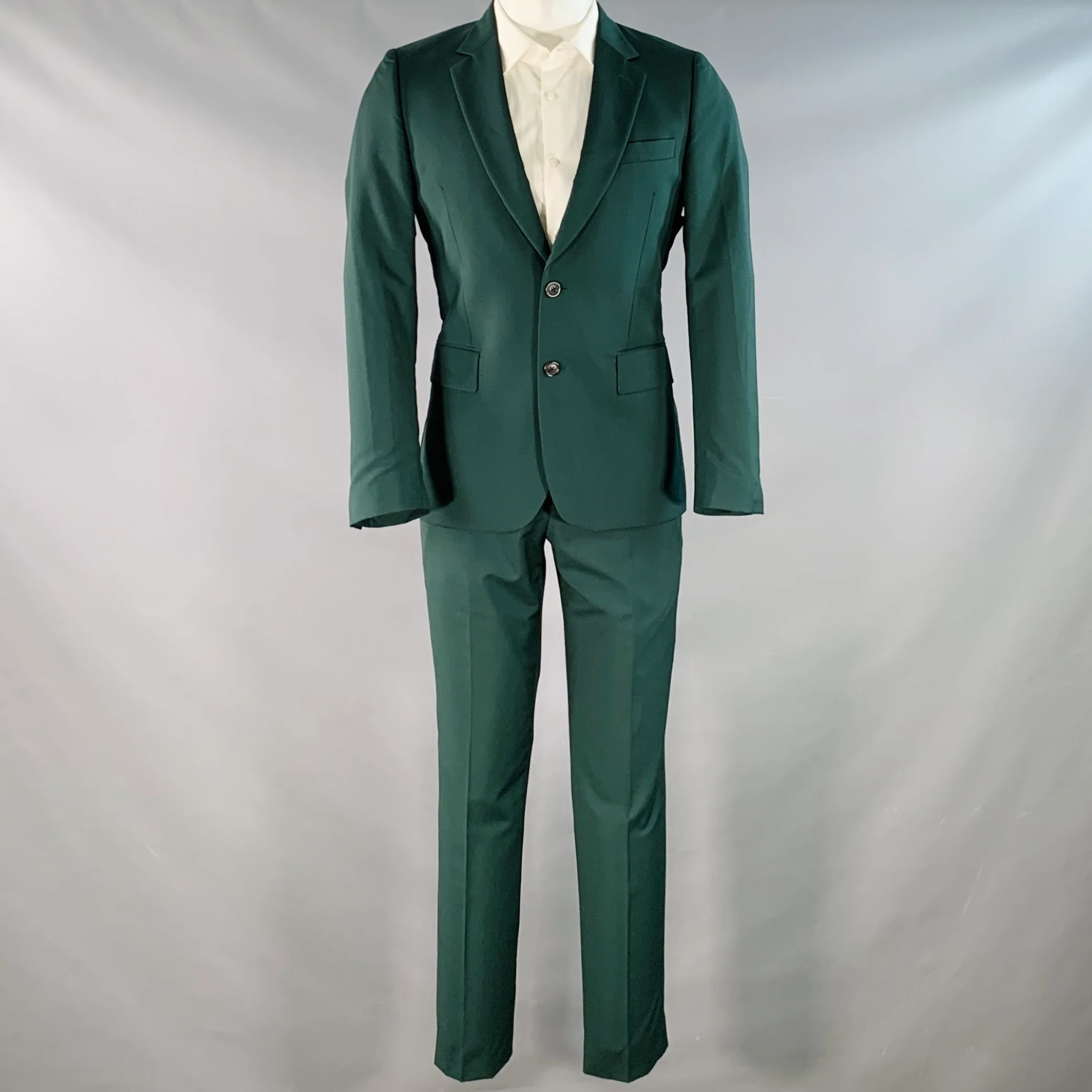 PAUL SMITH Size 38 Regular Green Wool Mohair Notch Lapel Suit - Image 2