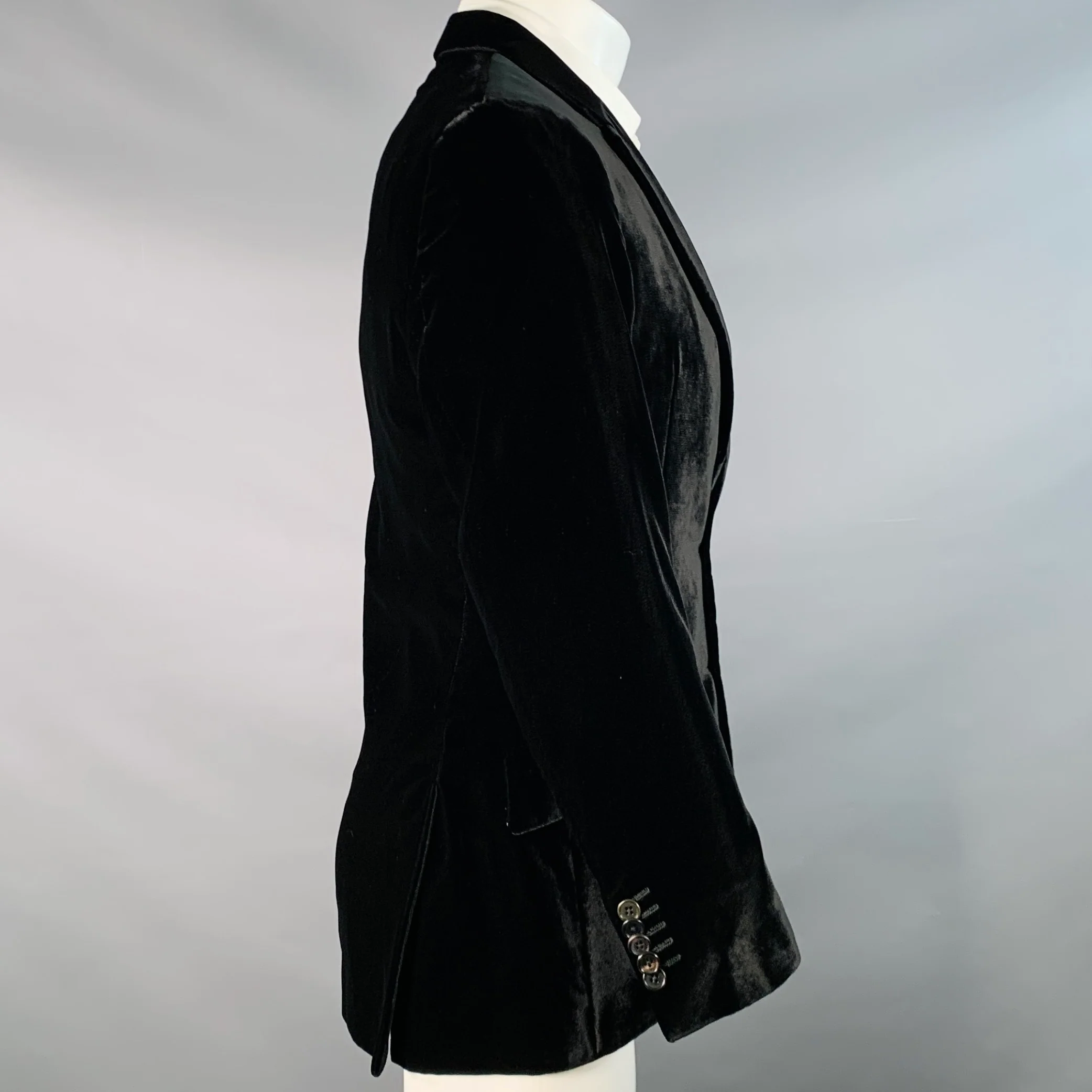 PAUL SMITH Size 38 The Byard Black Velvet Viscose Blend Notch Lapel Sport Coat - Image 2