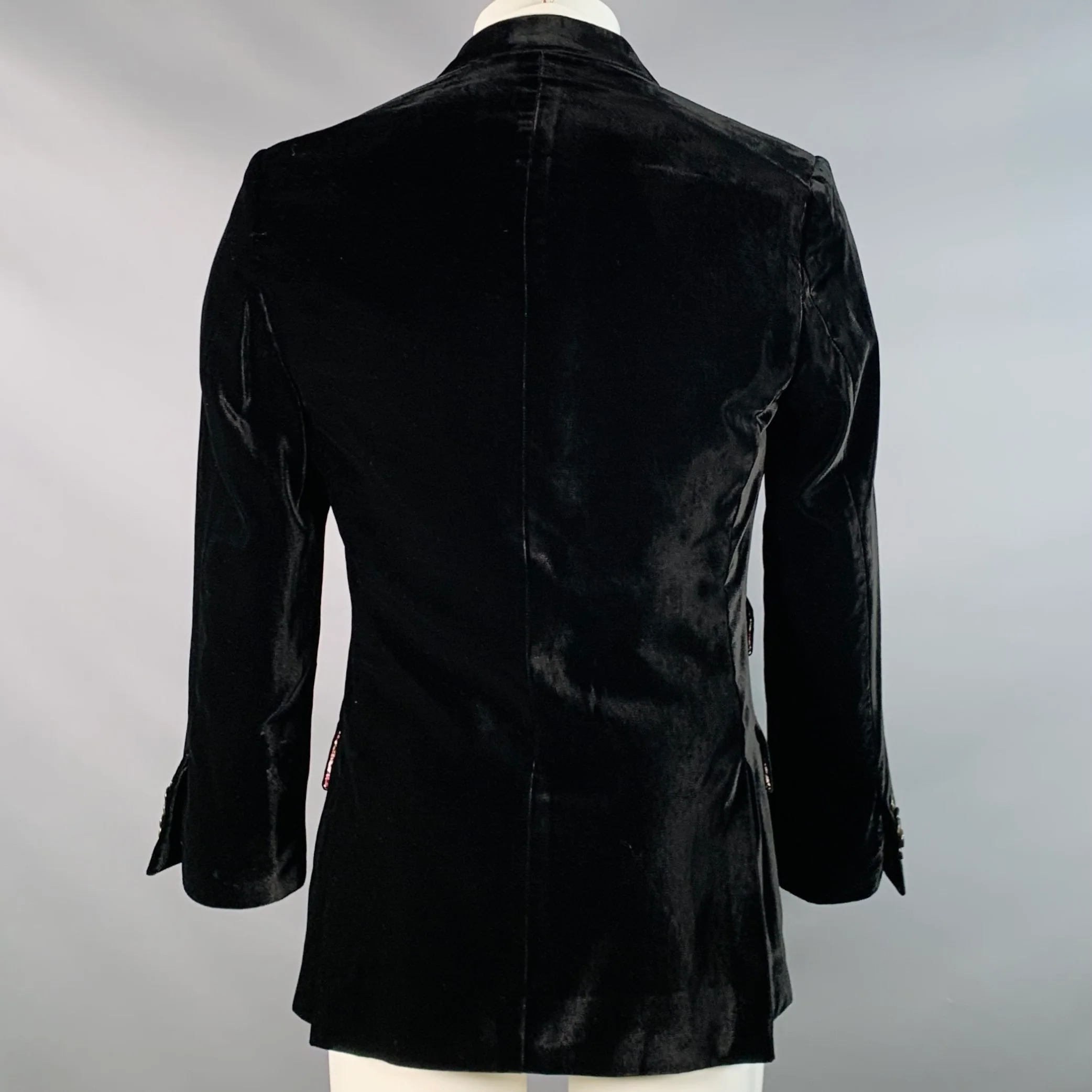 PAUL SMITH Size 38 The Byard Black Velvet Viscose Blend Notch Lapel Sport Coat - Image 3