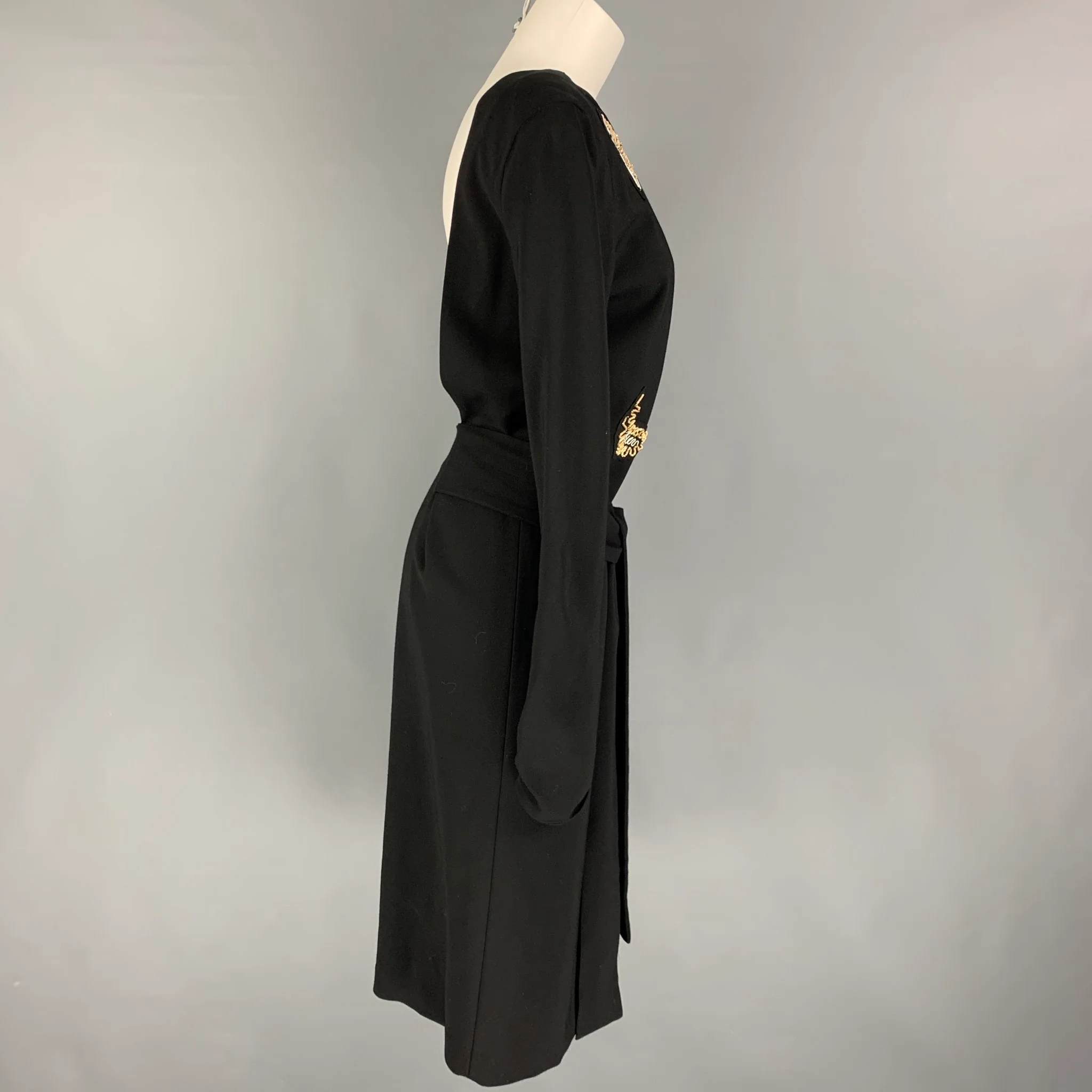 PAUL SMITH Size 4 Black Jersey Beaded Open Back Long Dress - Image 2