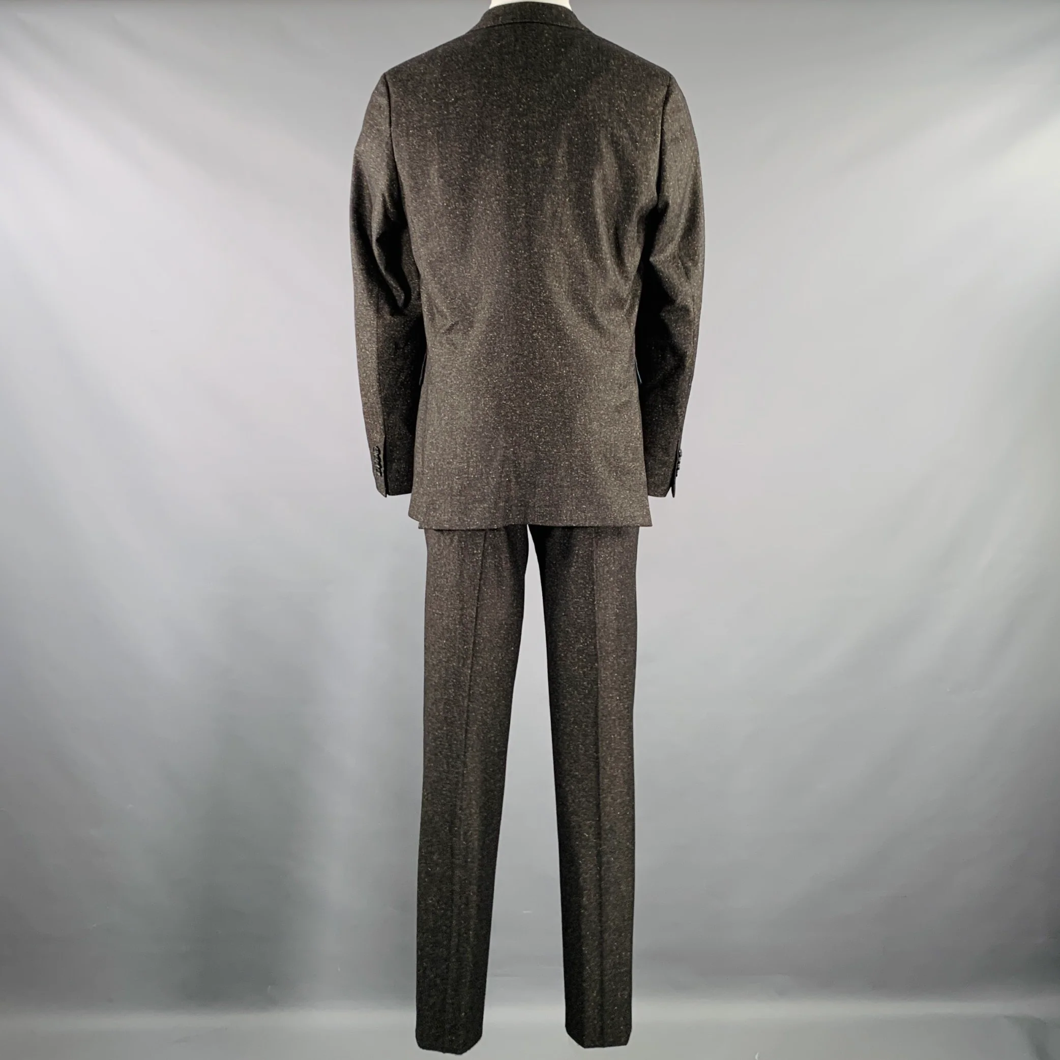 PAUL SMITH Size 40 Black Gold Heather Wool Notch Lapel Suit - Image 4