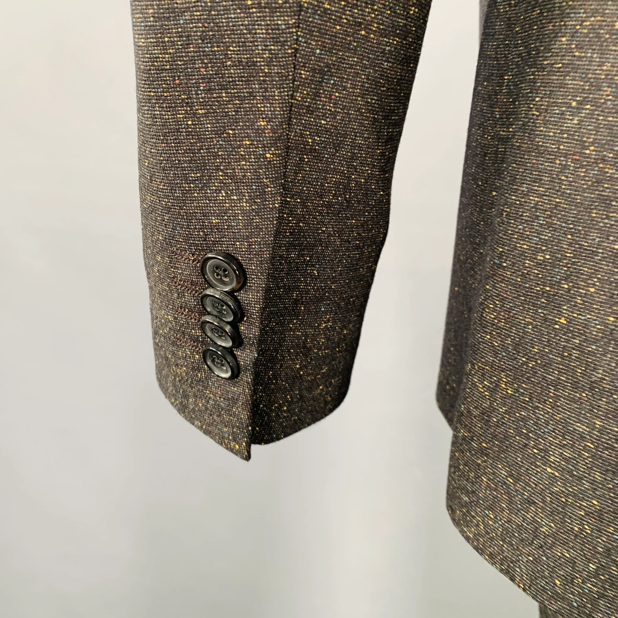 PAUL SMITH Size 40 Black Gold Heather Wool Notch Lapel Suit - Image 7