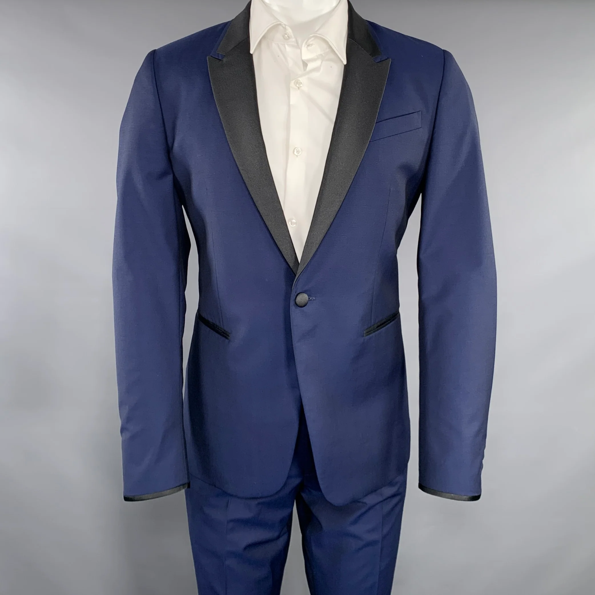 PAUL SMITH Size 40 Navy Black Wool Mohair Tuxedo