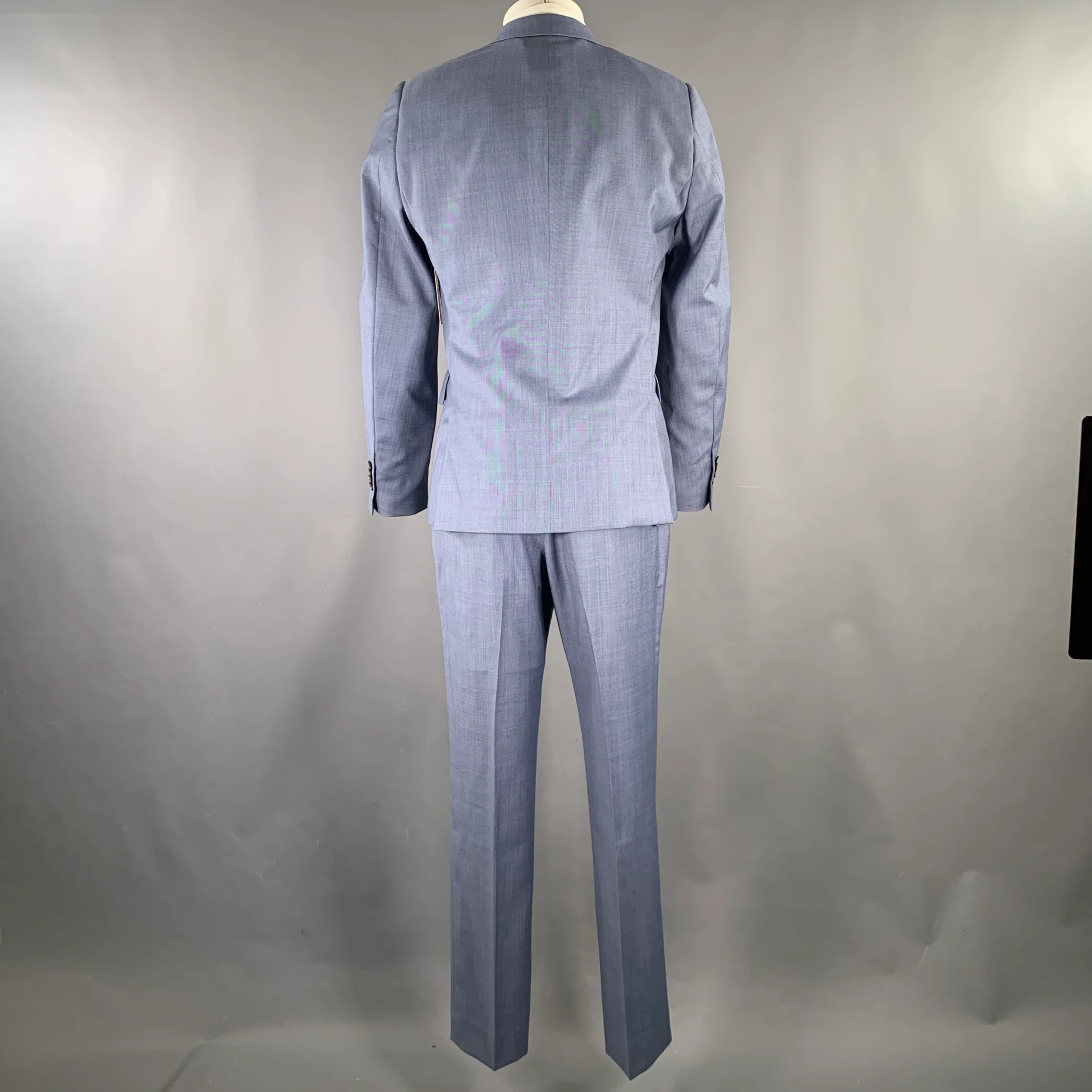 PAUL SMITH Size 40 Regular Blue Wool Notch Lapel Suit - Image 3