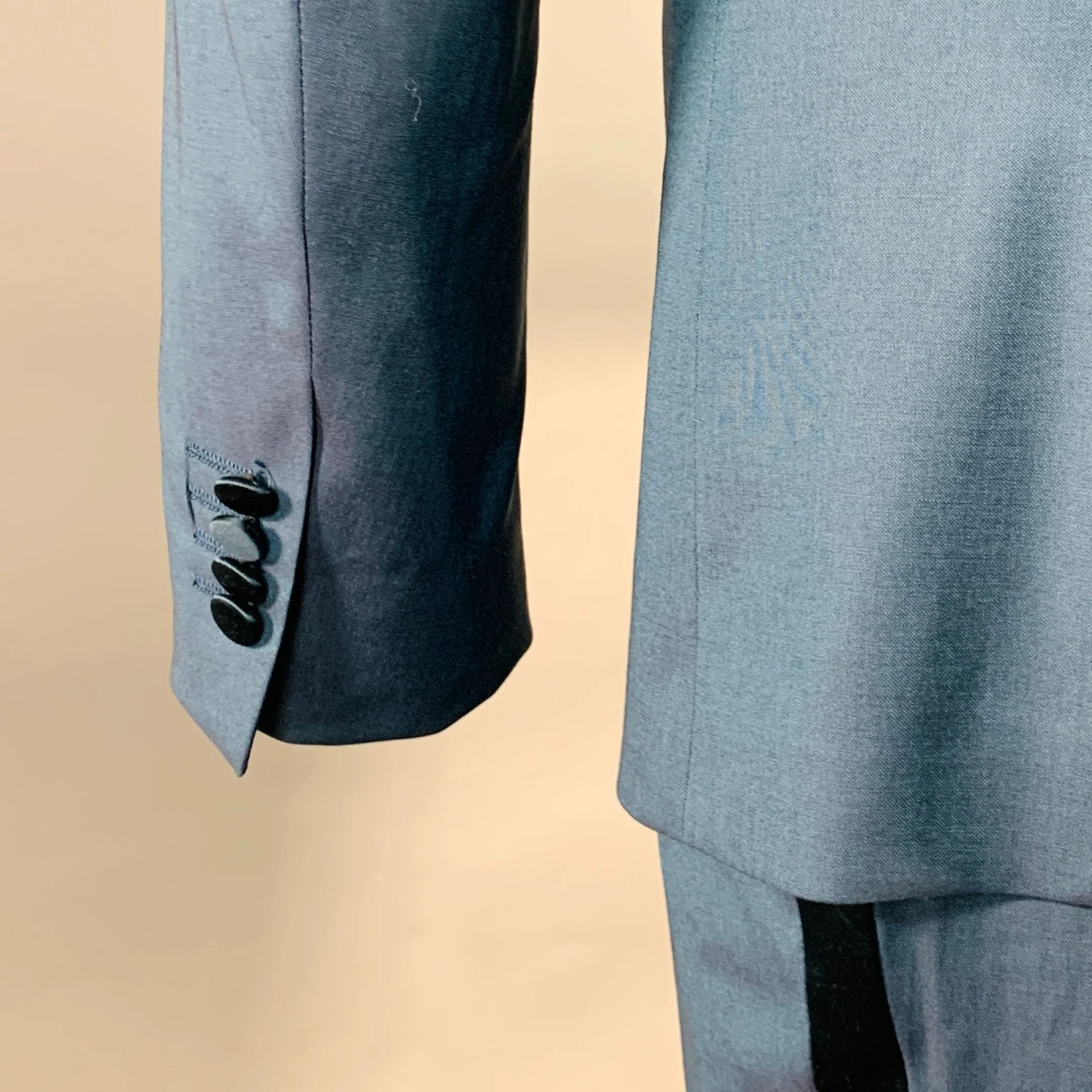 PAUL SMITH Size 40 Regular Soho Fit Teal Wool Peak Lapel Tuxedo - Image 7
