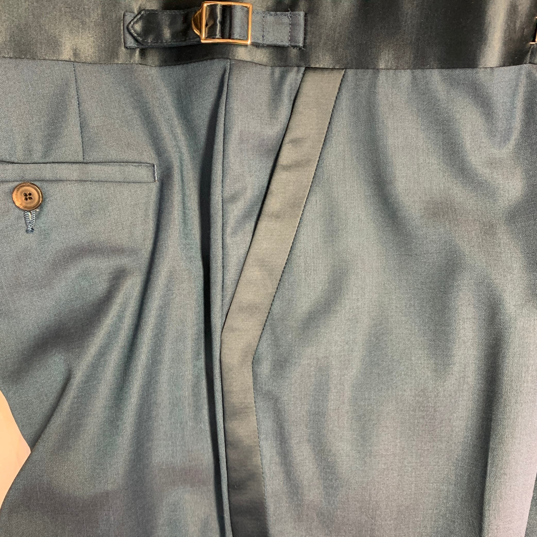PAUL SMITH Size 40 Regular Soho Fit Teal Wool Peak Lapel Tuxedo - Image 8