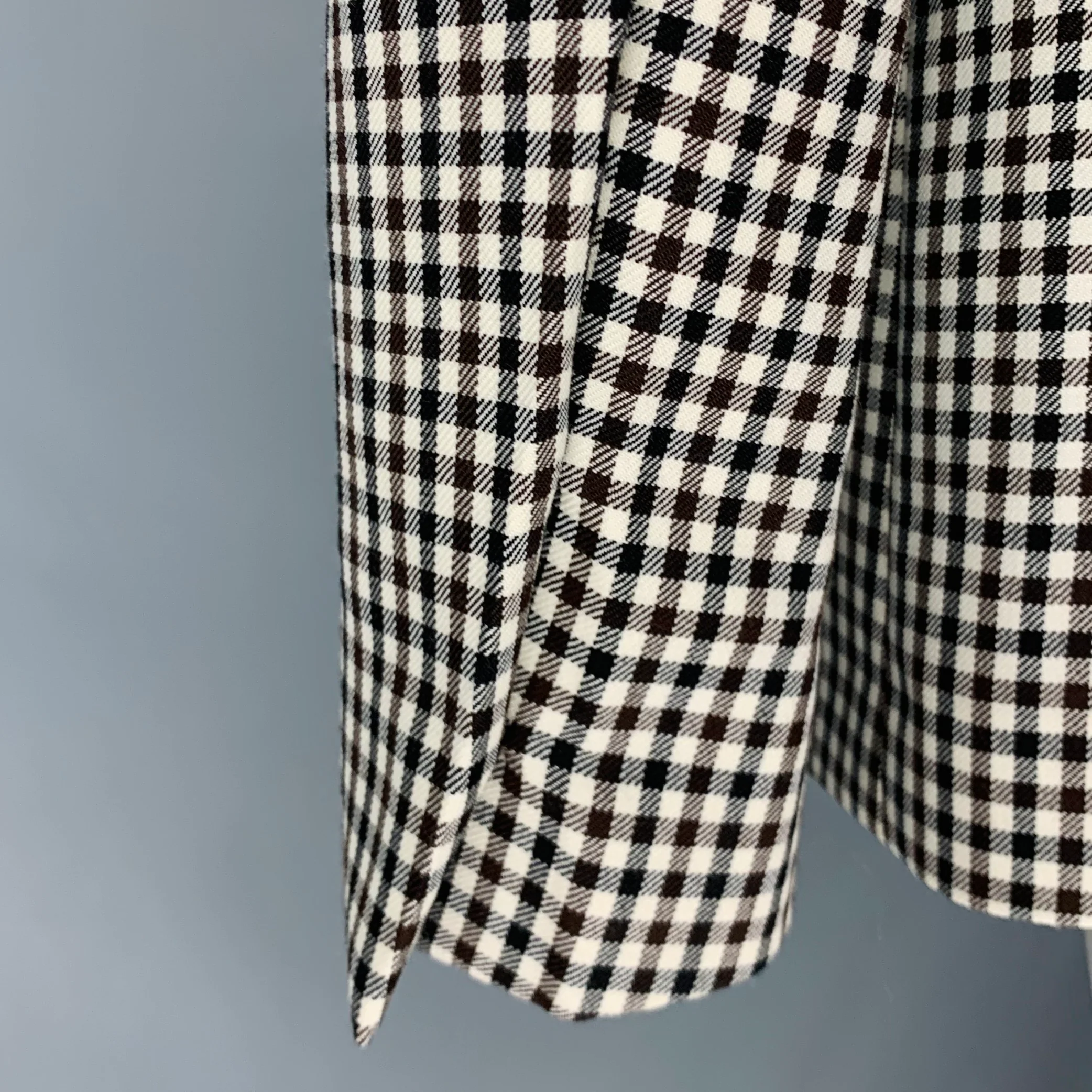PAUL SMITH Size 40 White Black Brown Checkered Wool Sport Coat - Image 5