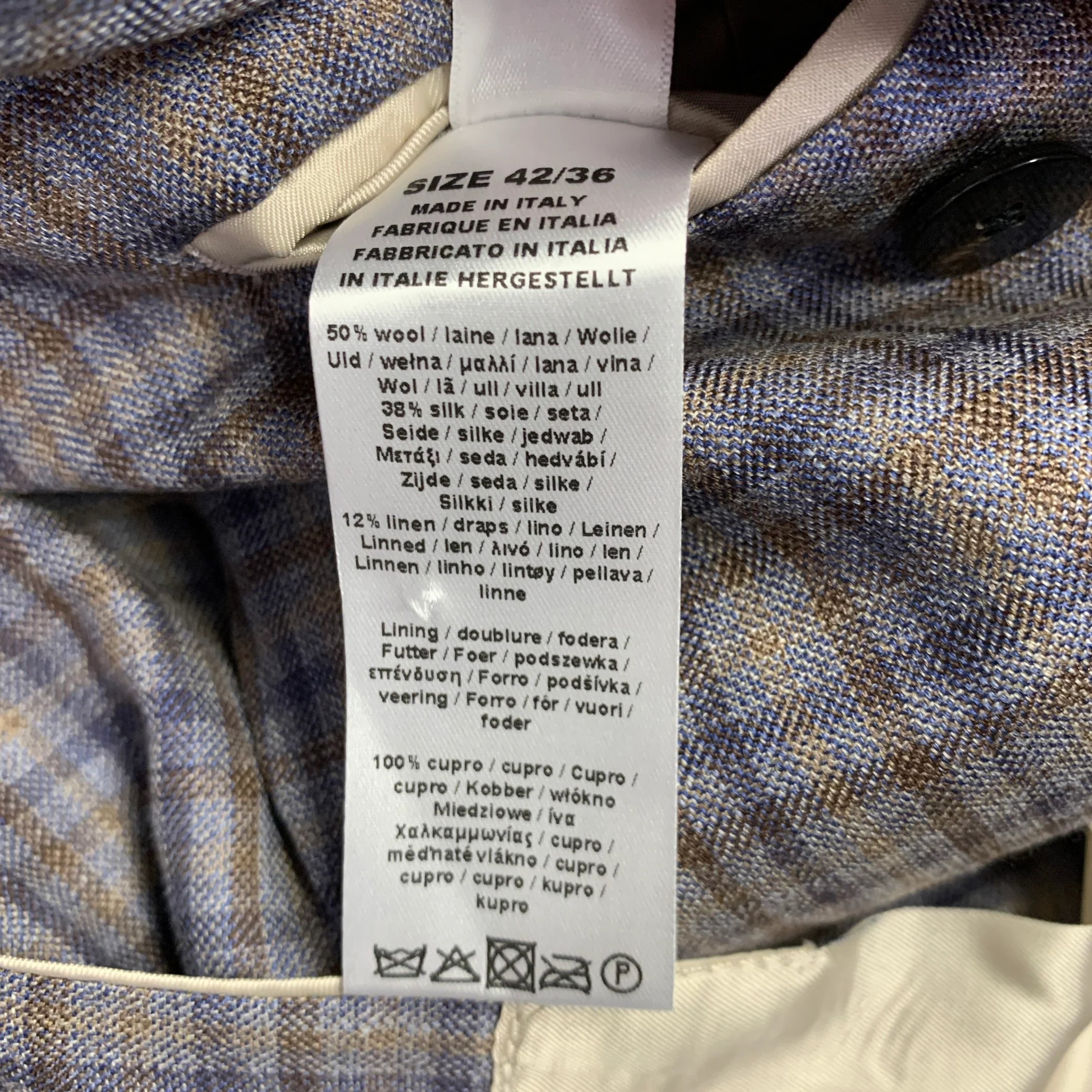 PAUL SMITH Size 42 Grey Brown Navy Plaid Wool Linen Sport Coat - Image 9