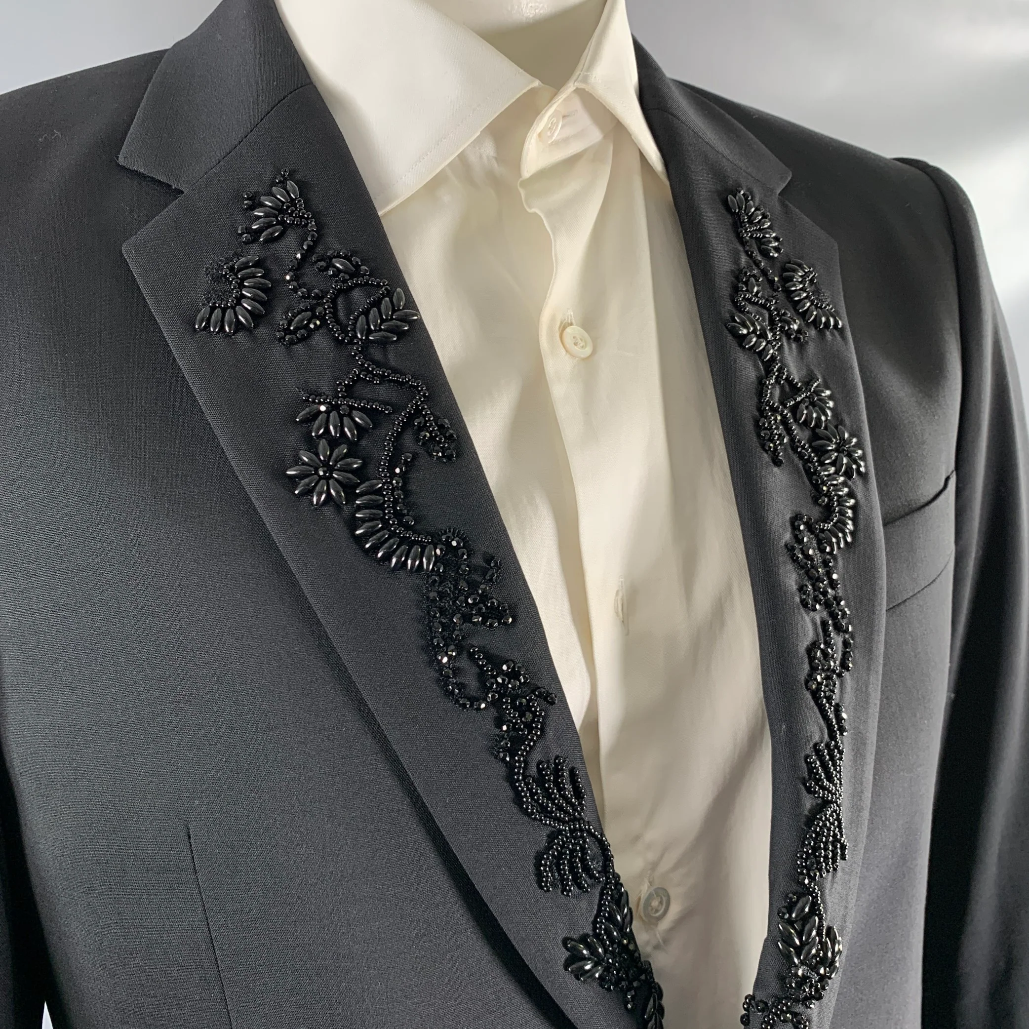 PAUL SMITH Size 42 Regular Black Beaded Wool Elastane Sport Coat - Image 2