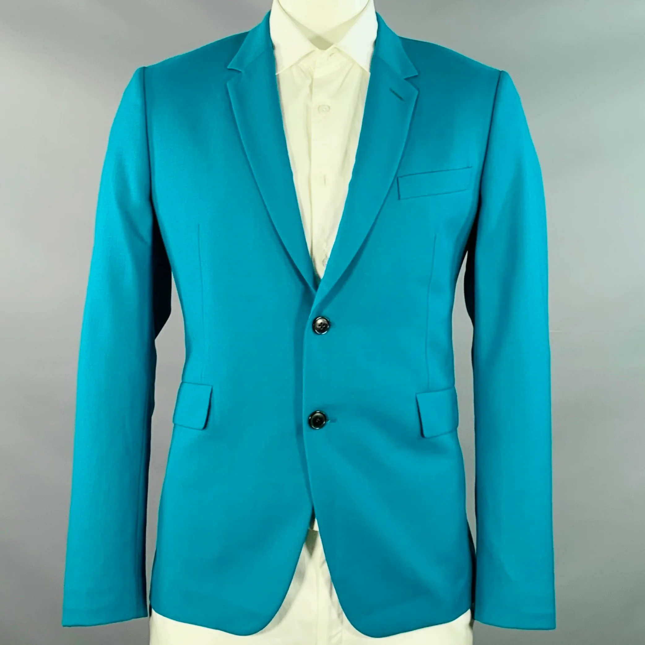 PAUL SMITH Size 42 Teal Wool Notch Lapel Sport Coat